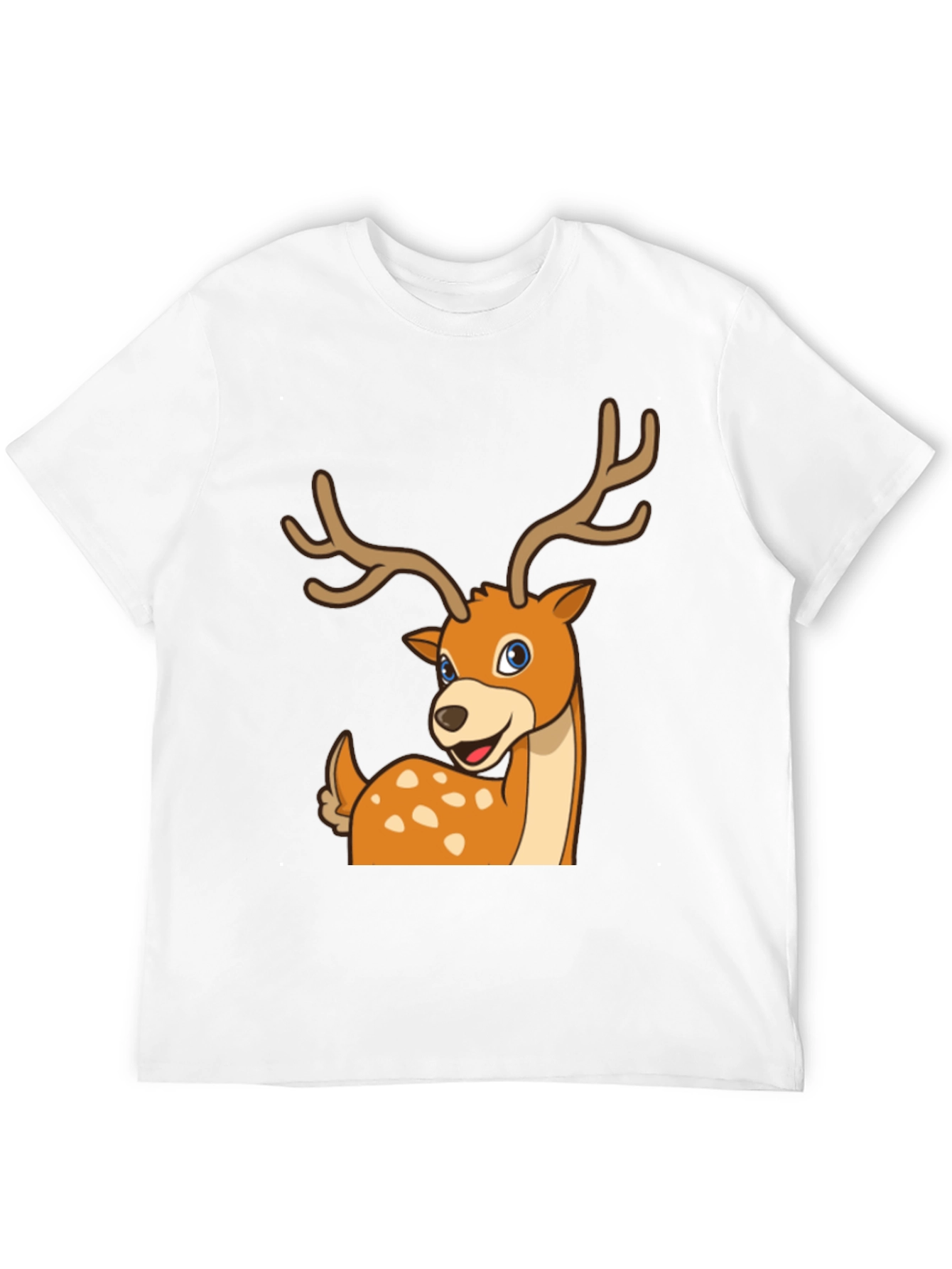 Deer Cartoon Graphic Black T-Shirt