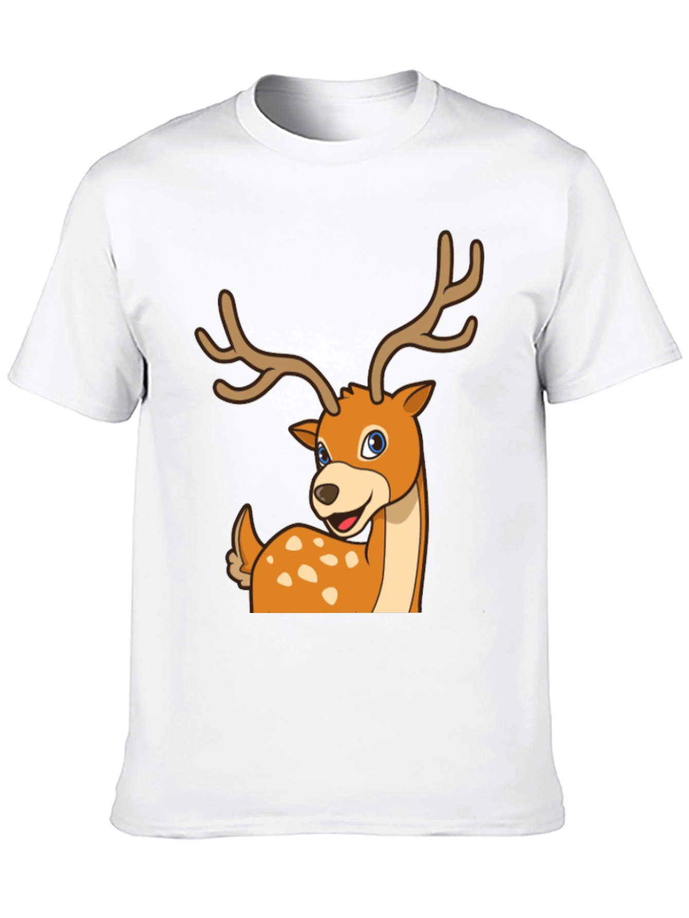 Deer Cartoon Graphic Black T-Shirt