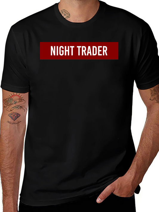 Night Trader Graphic Tee - Black Crew Neck T-Shirt