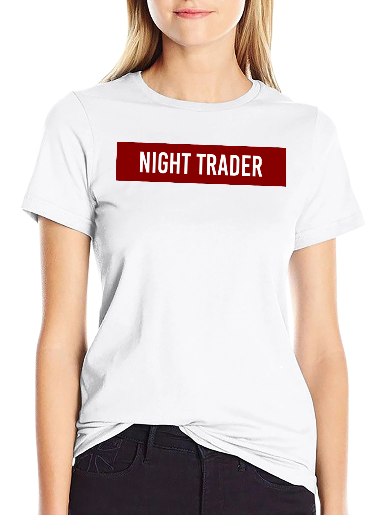 Night Trader Graphic Tee - Black Crew Neck T-Shirt