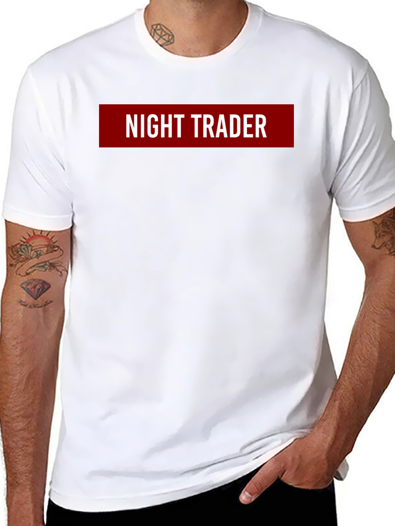 Night Trader Graphic Tee - Black Crew Neck T-Shirt