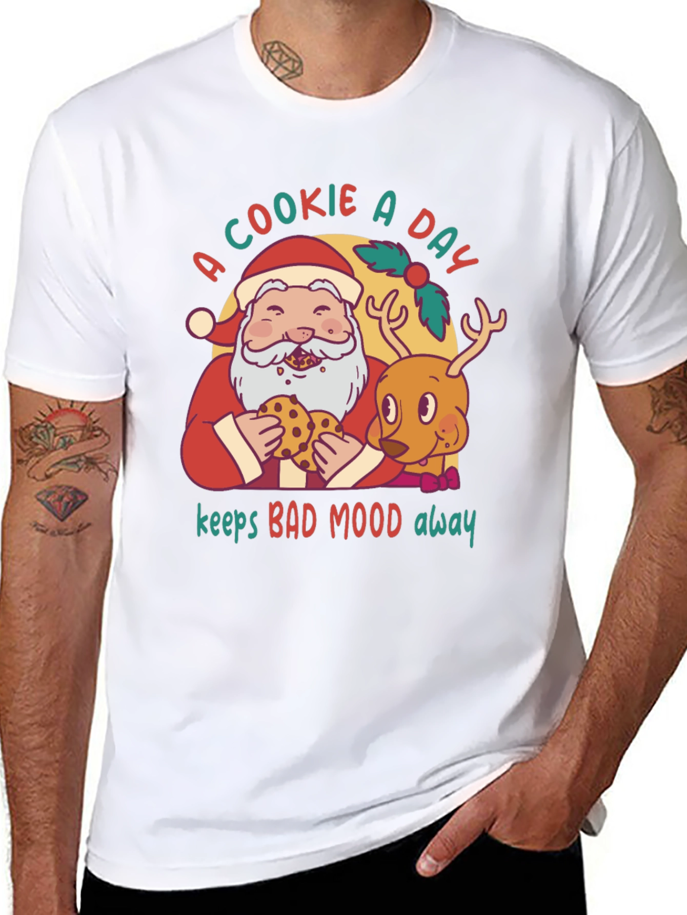Cookie A Day Santa & Reindeer Graphic Tee