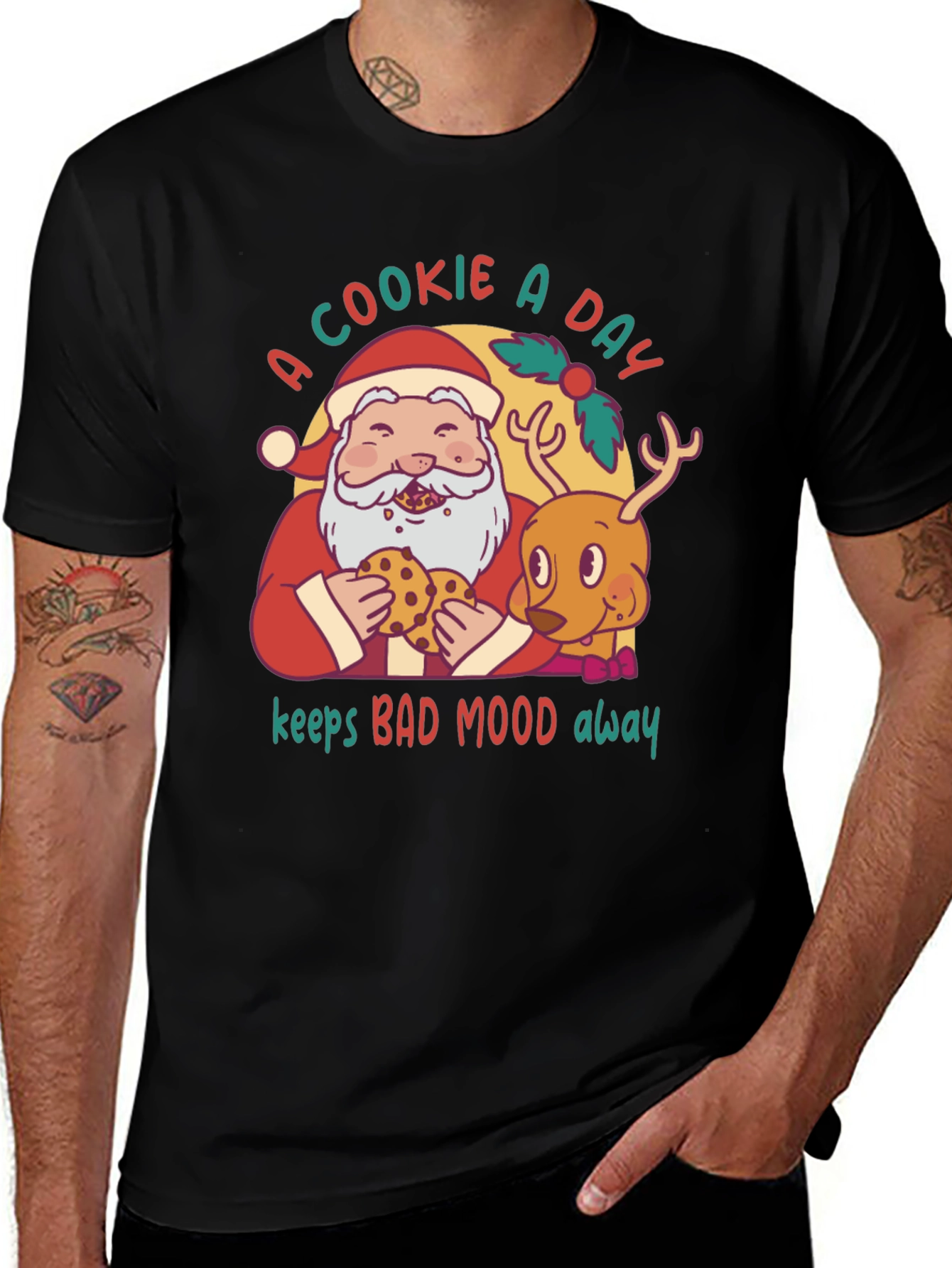 Cookie A Day Santa & Reindeer Graphic Tee