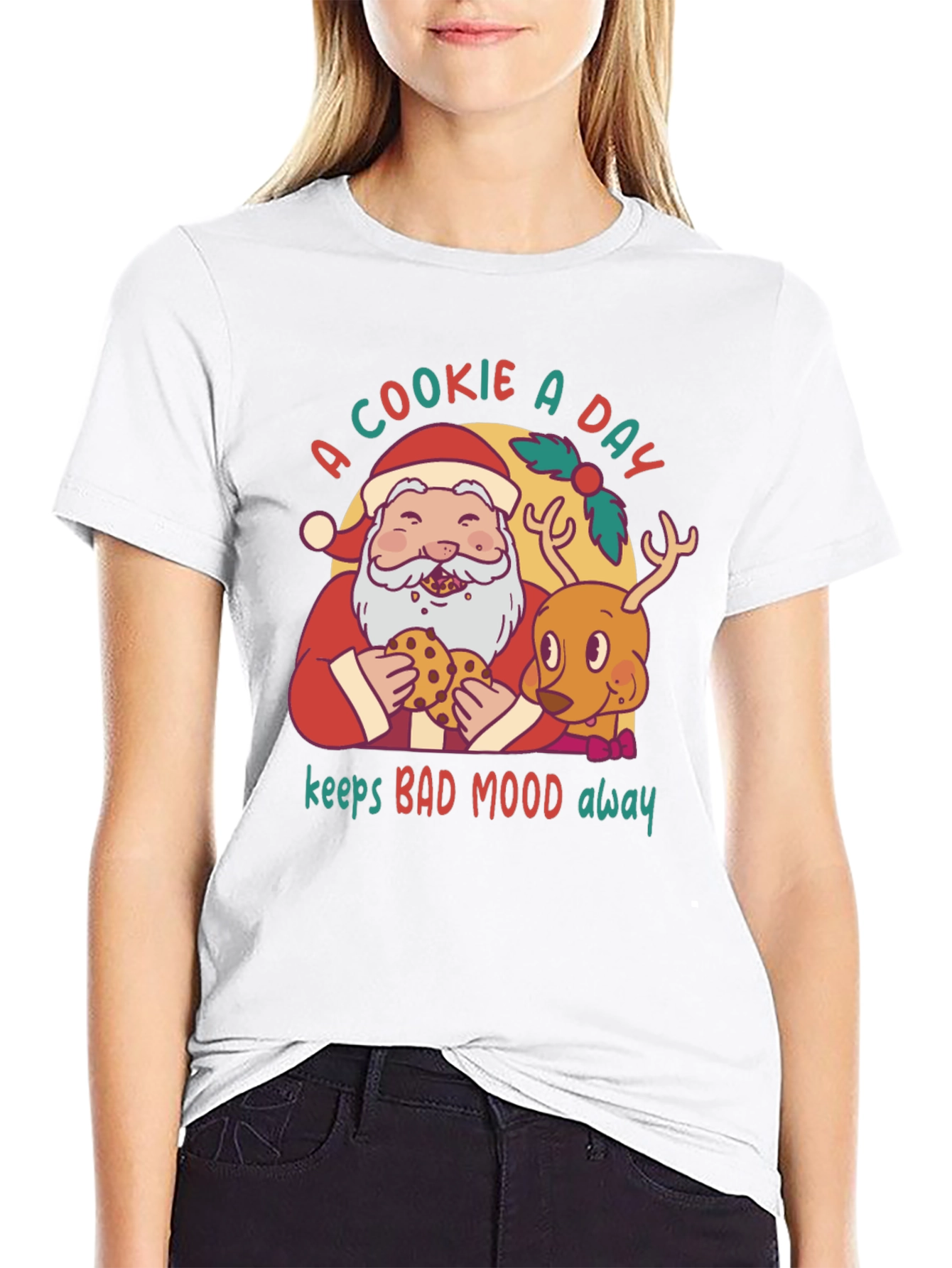 Cookie A Day Santa & Reindeer Graphic Tee