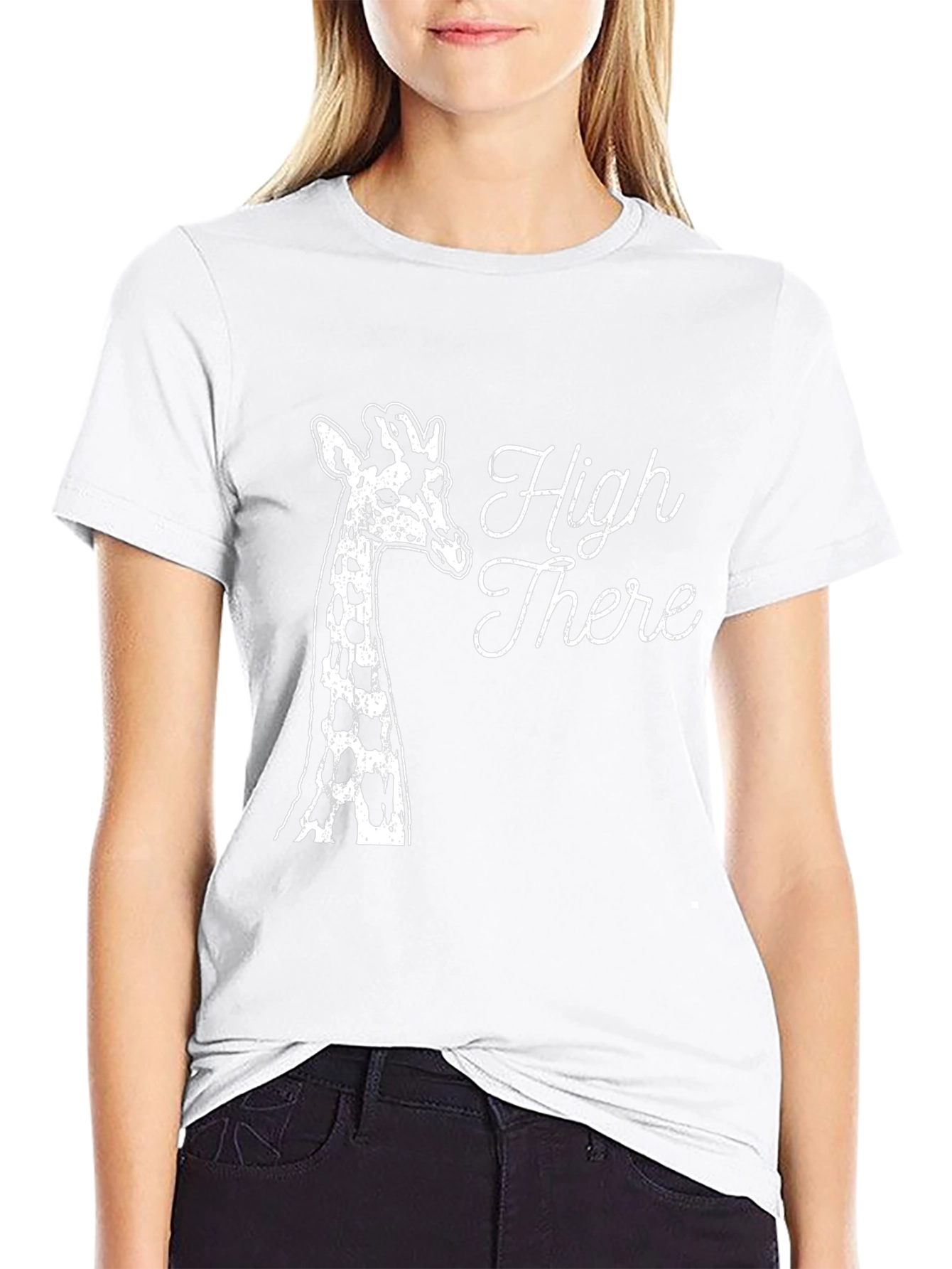 High There Giraffe Graphic Tee - Black