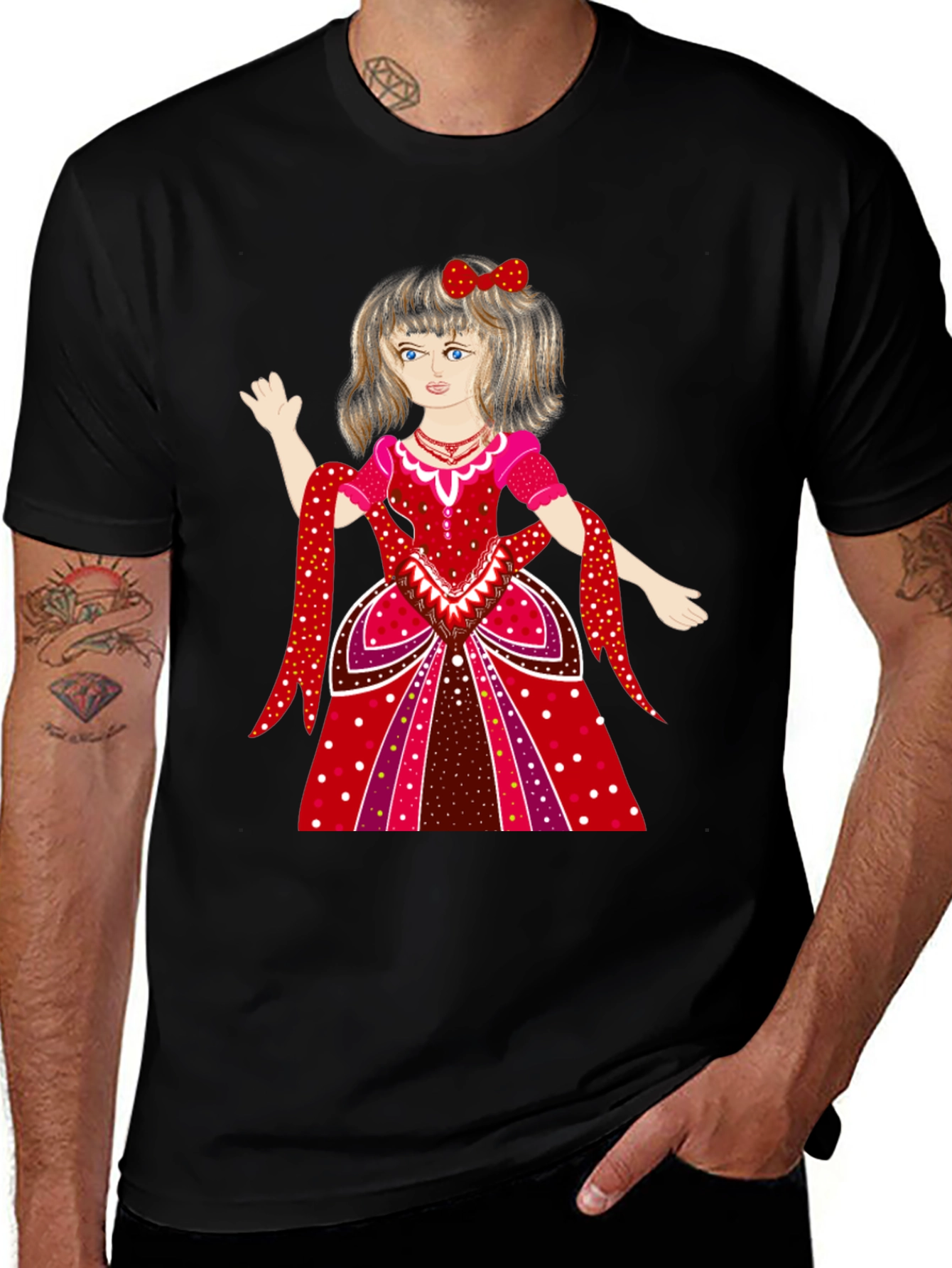 Novelty Graphic T-Shirt - Girl in Dress