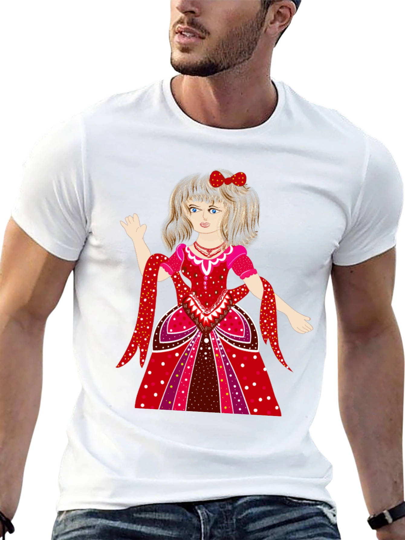 Novelty Graphic T-Shirt - Girl in Dress