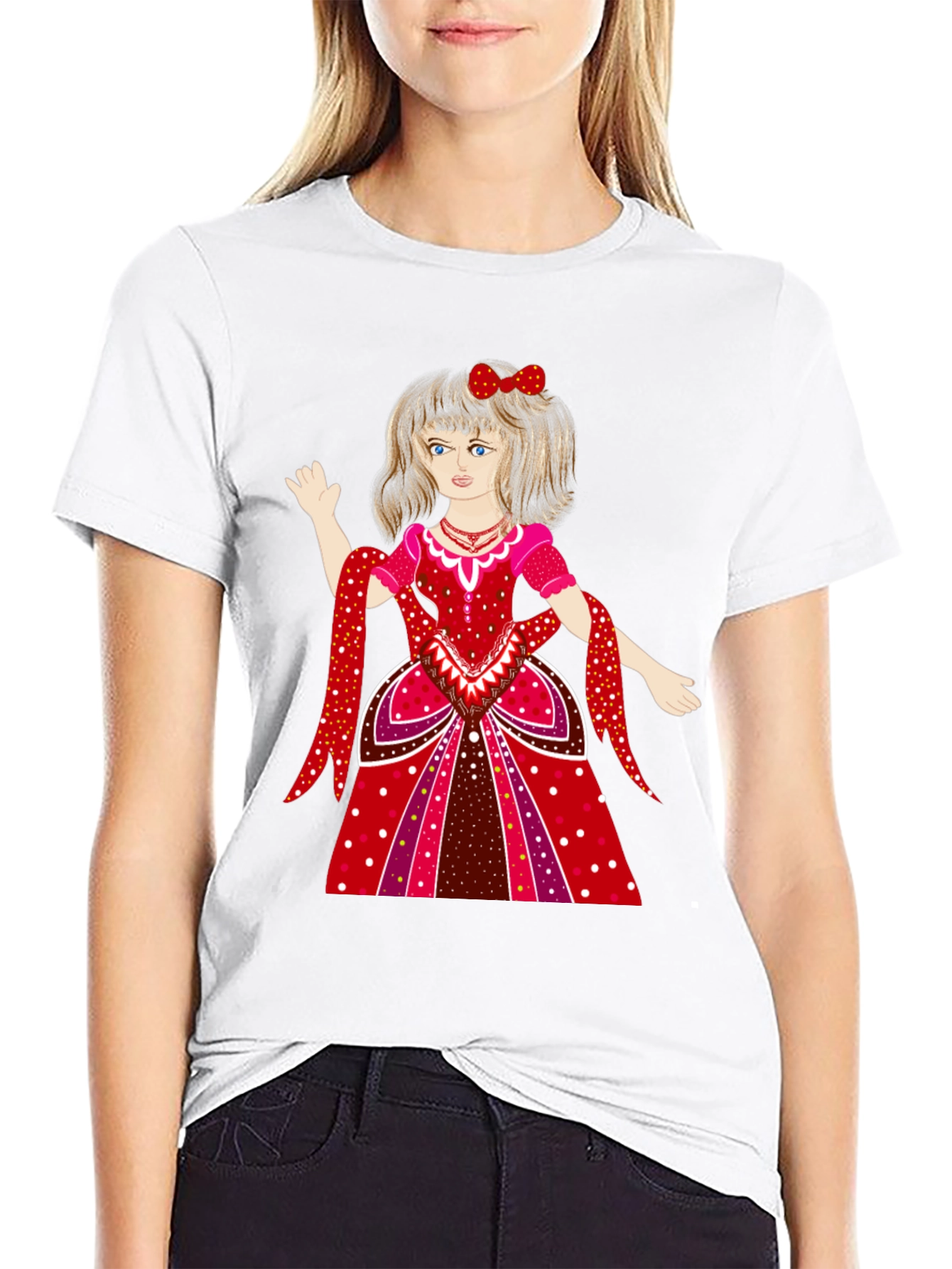 Novelty Graphic T-Shirt - Girl in Dress