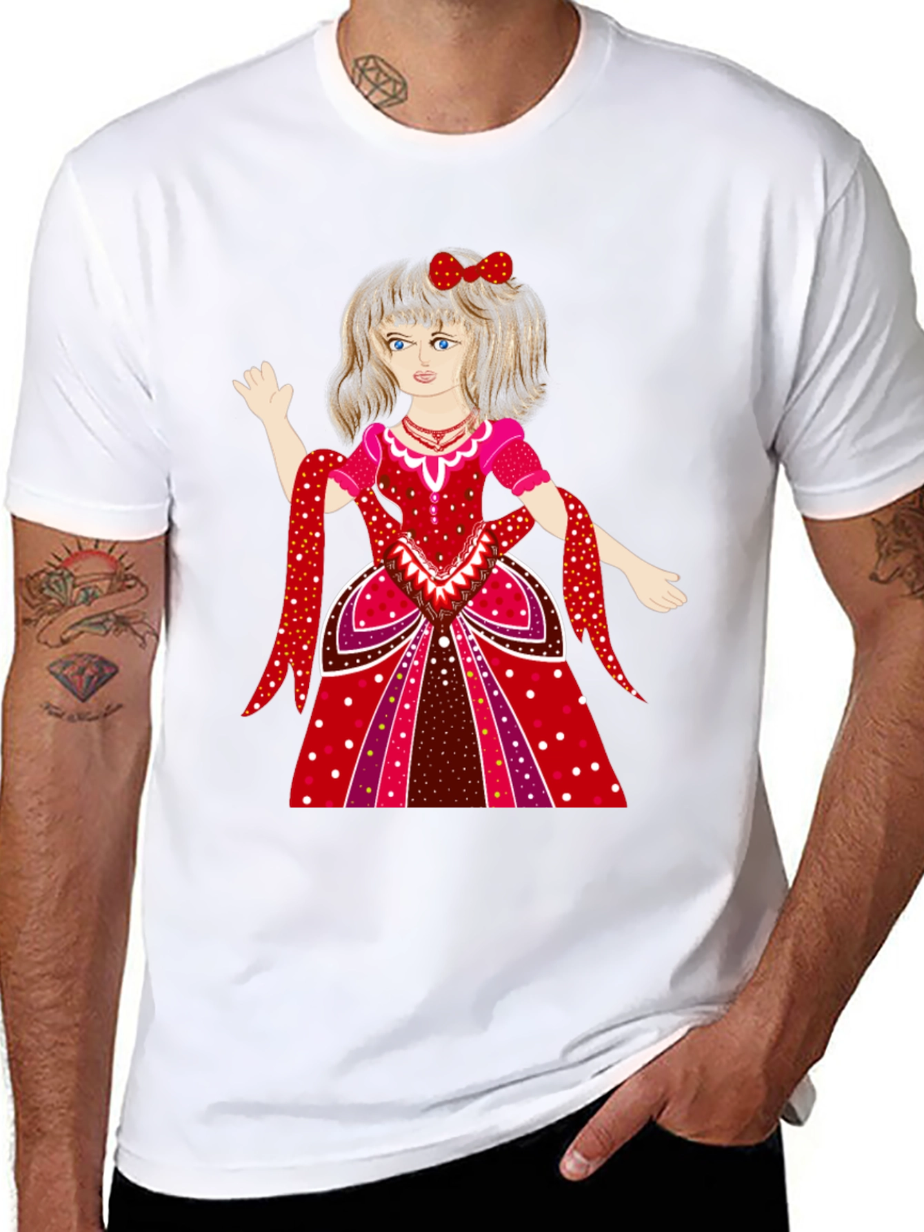 Novelty Graphic T-Shirt - Girl in Dress