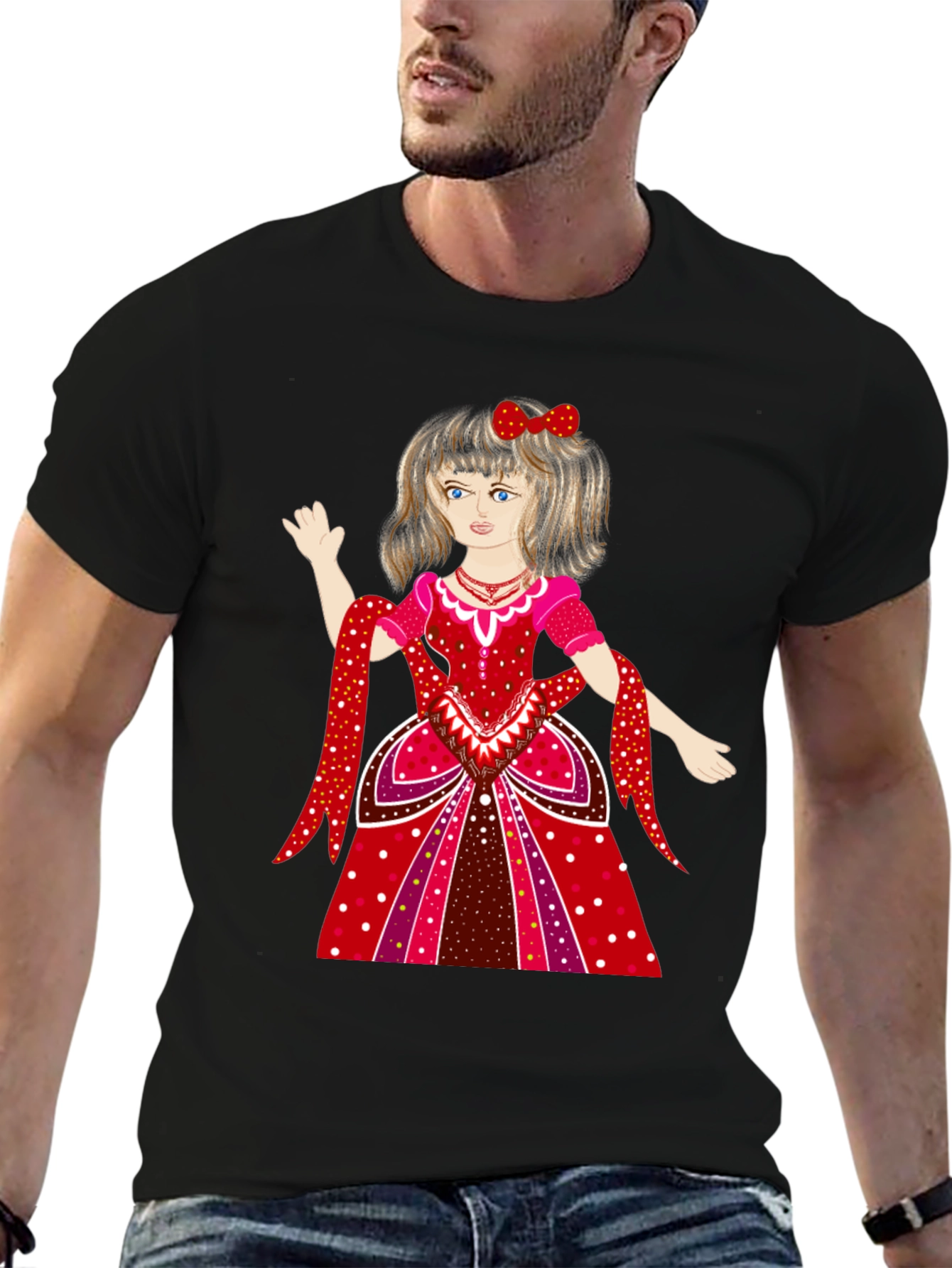 Novelty Graphic T-Shirt - Girl in Dress