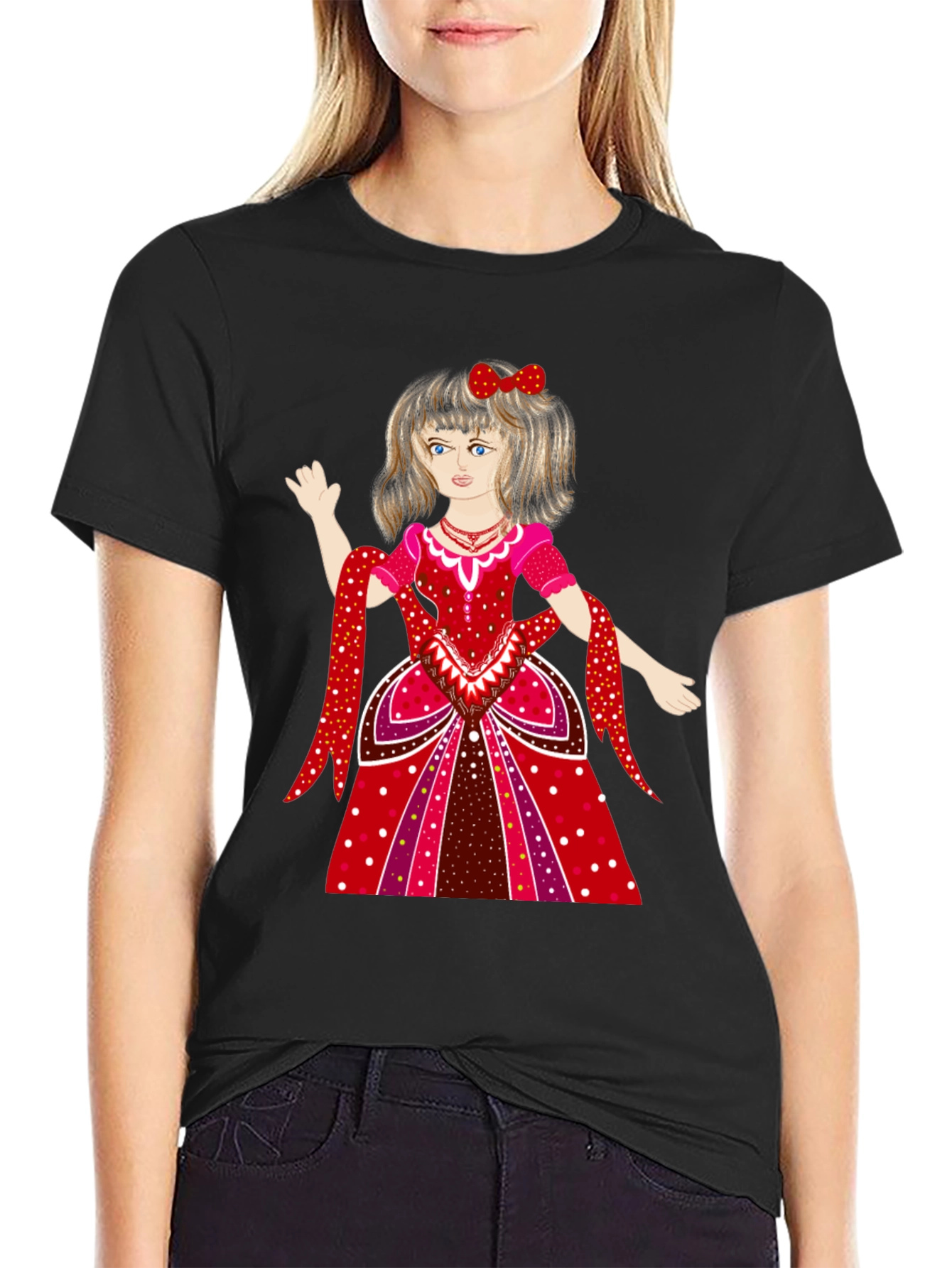 Novelty Graphic T-Shirt - Girl in Dress