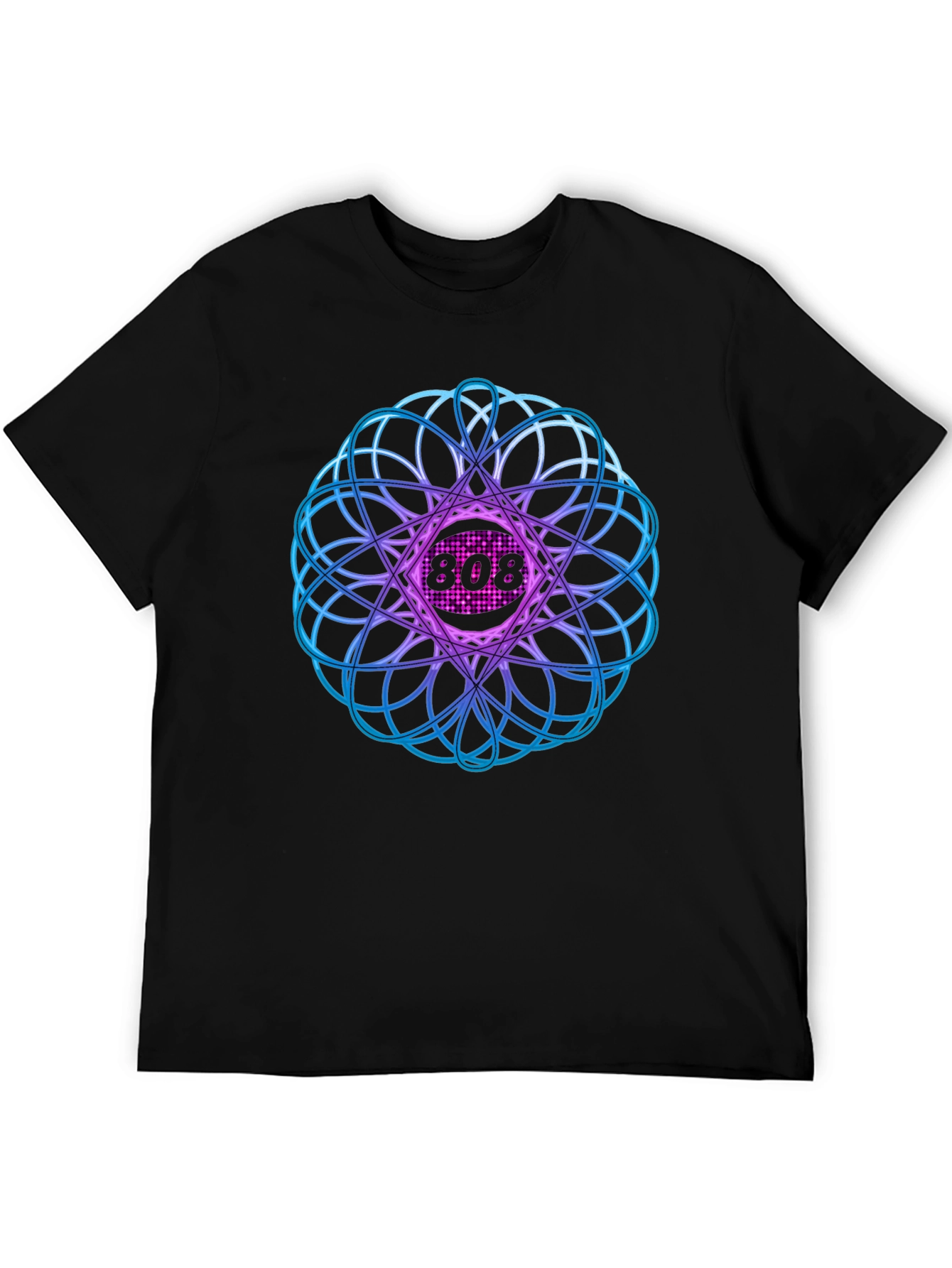 Abstract Geometric 808 Black T-Shirt