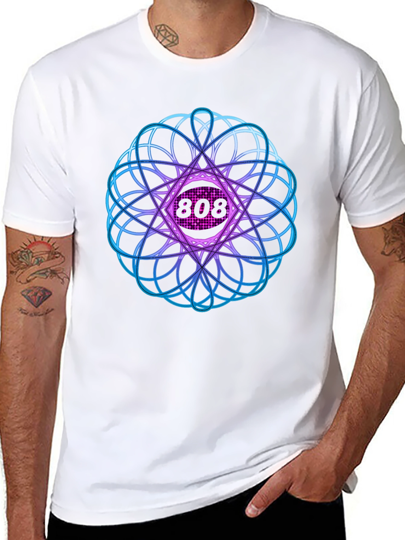 Abstract Geometric 808 Black T-Shirt