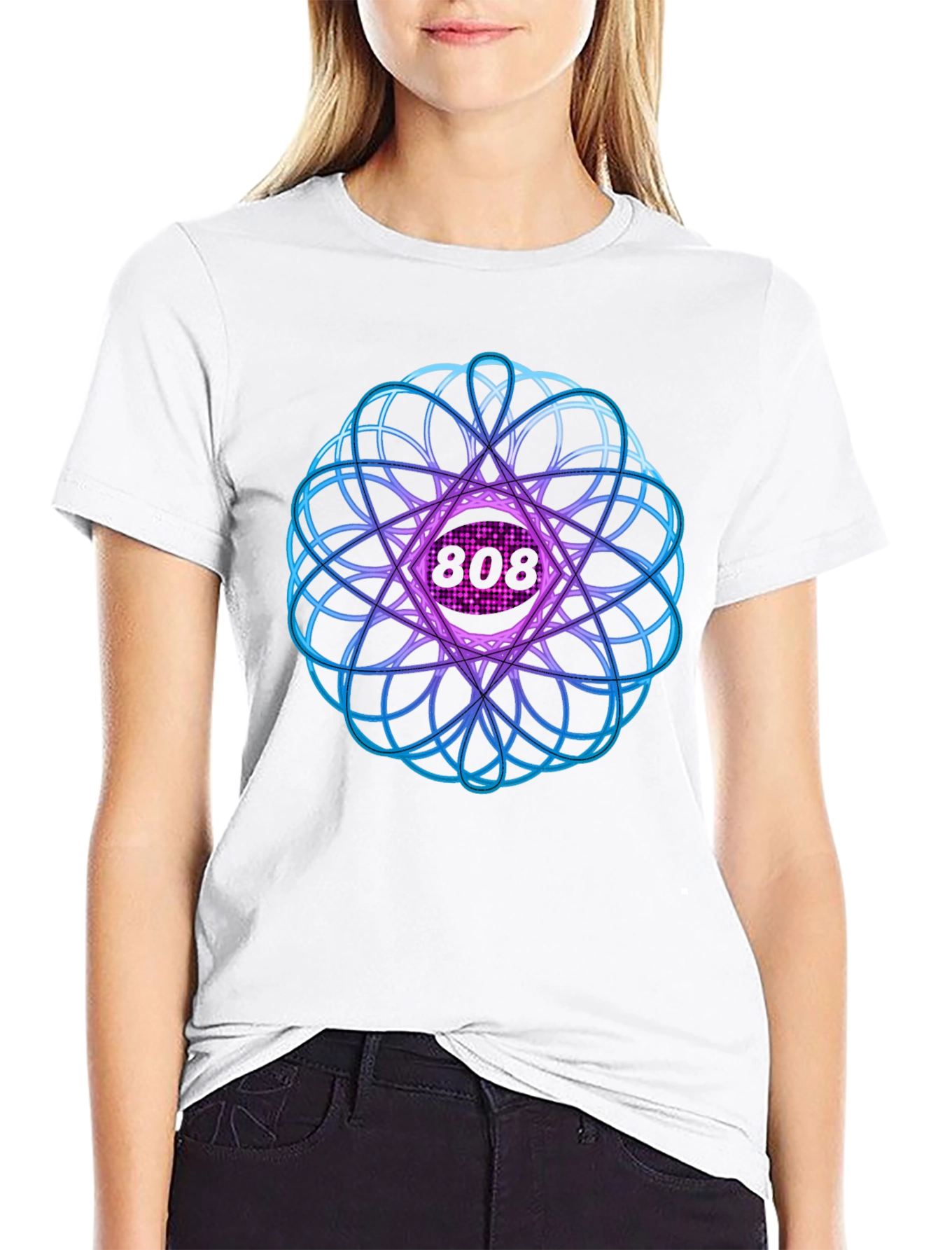 Abstract Geometric 808 Black T-Shirt