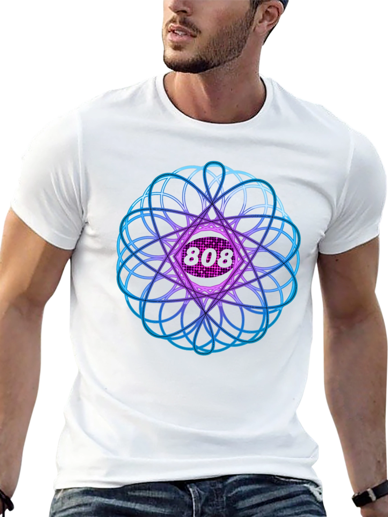 Abstract Geometric 808 Black T-Shirt
