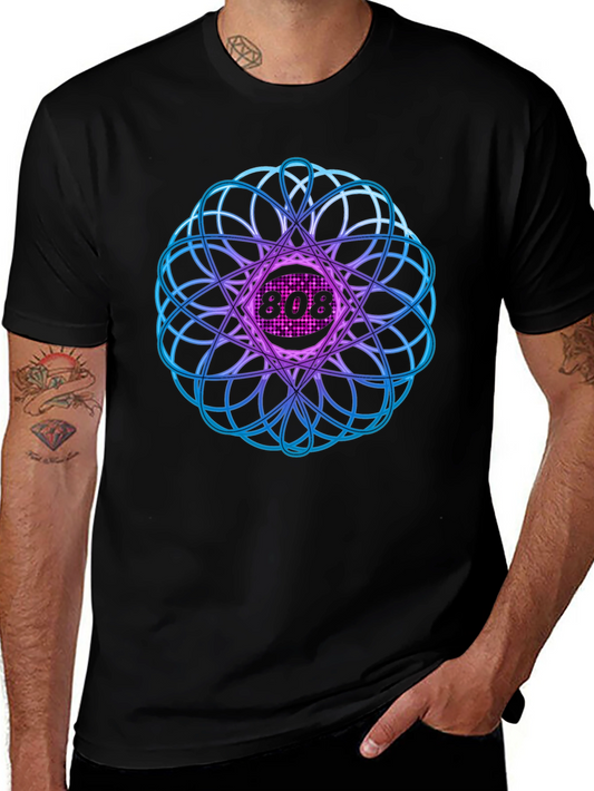 Abstract Geometric 808 Black T-Shirt