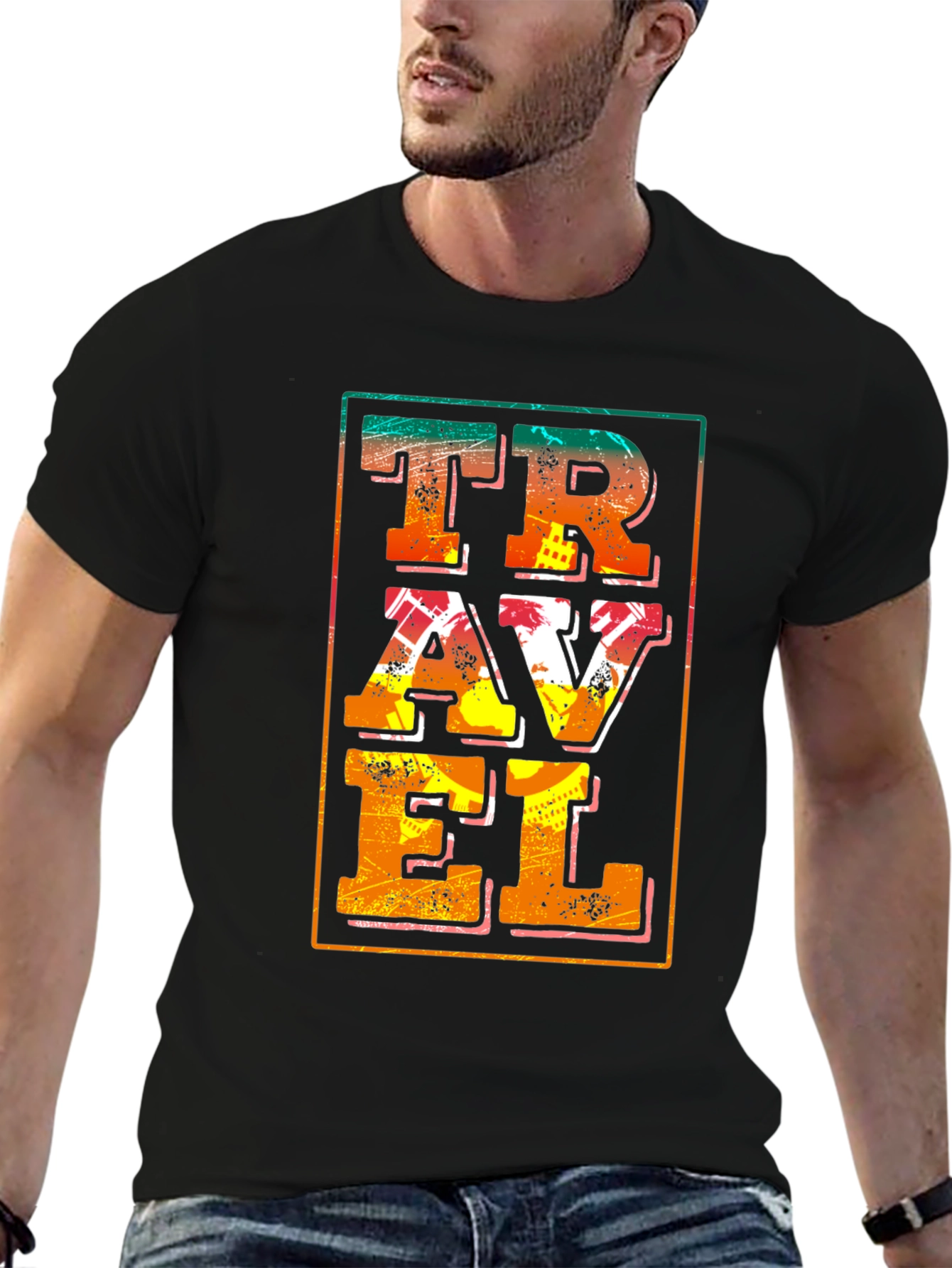 Travel Graphic Tee - Black Cotton Blend