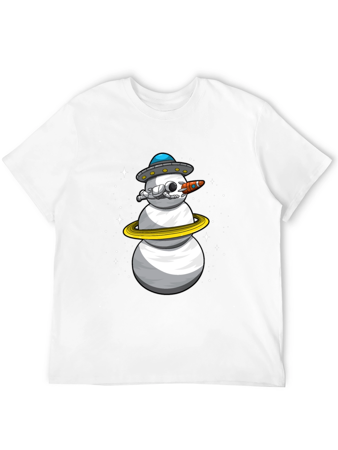 Space Snowman Black T-Shirt - Sci-Fi Holiday Style
