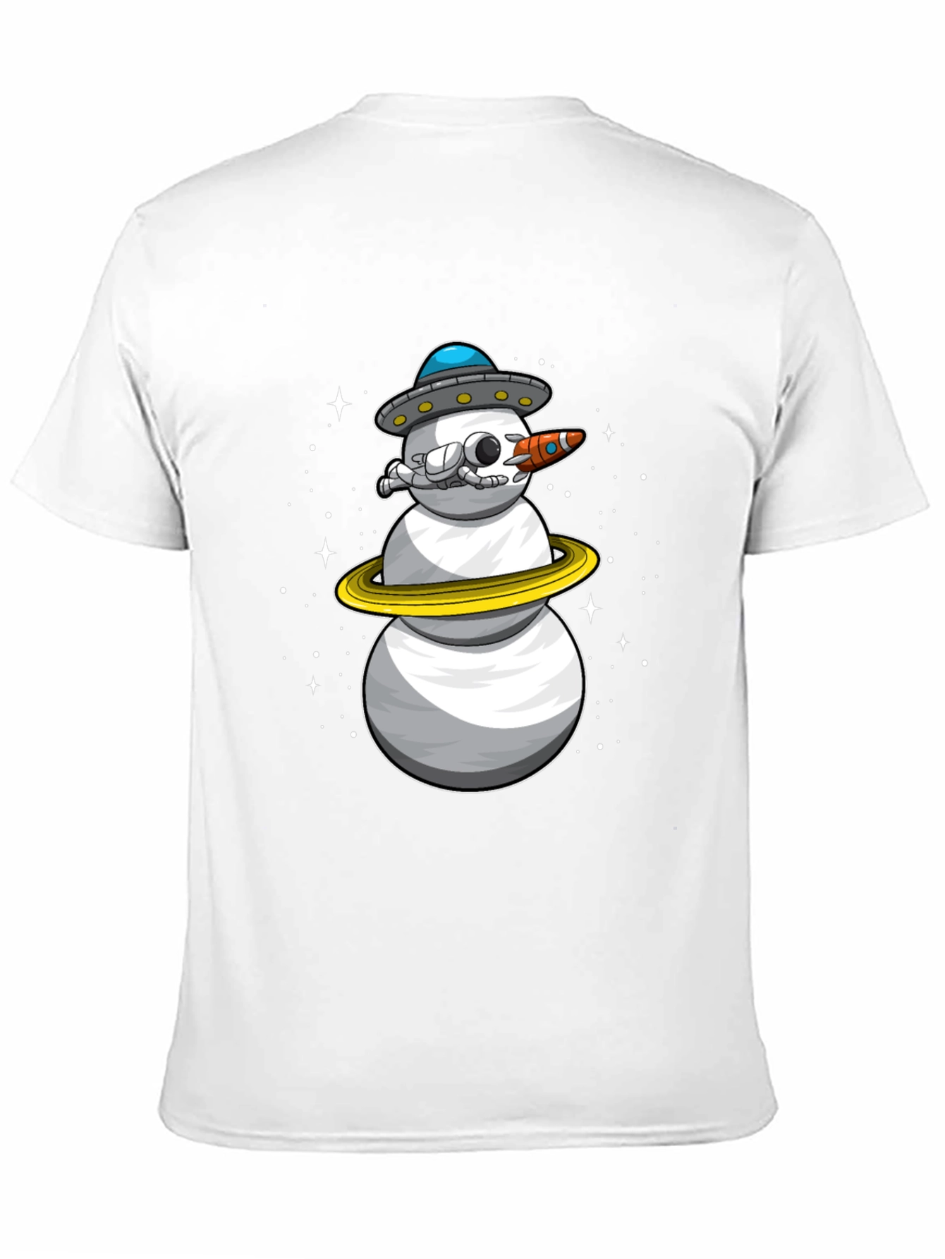 Space Snowman Black T-Shirt - Sci-Fi Holiday Style