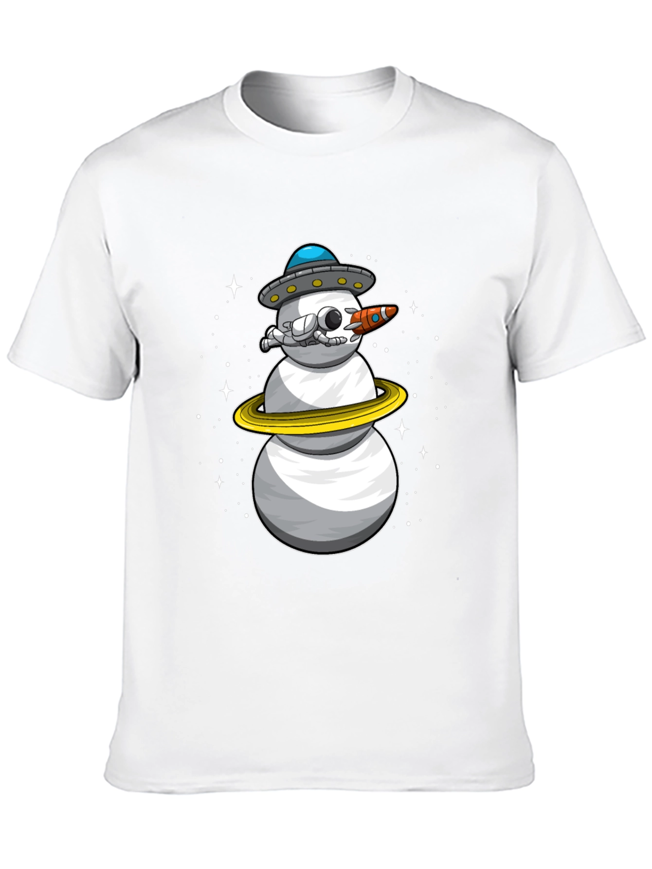 Space Snowman Black T-Shirt - Sci-Fi Holiday Style