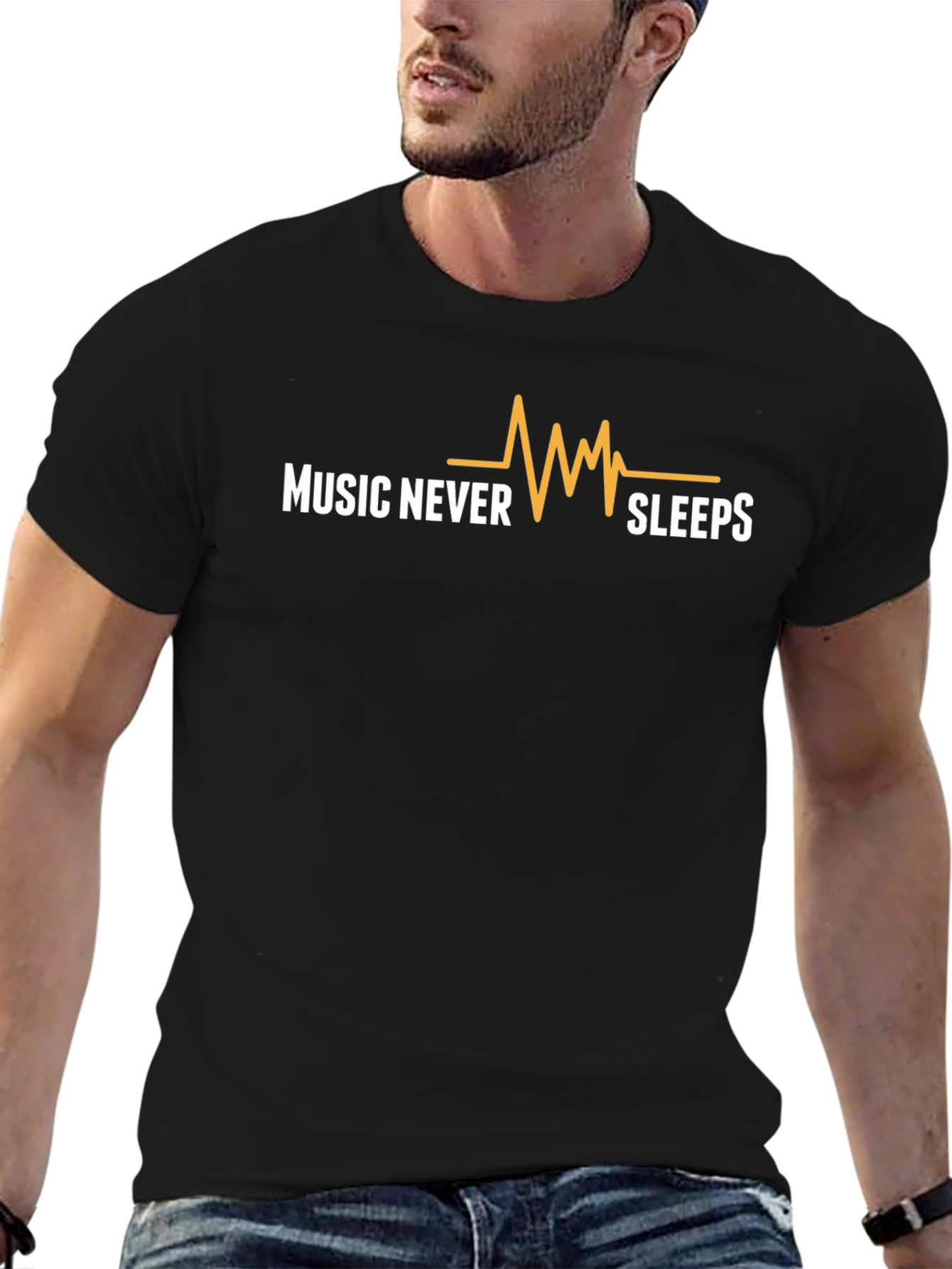 Music Never Sleeps Graphic Tee - Black