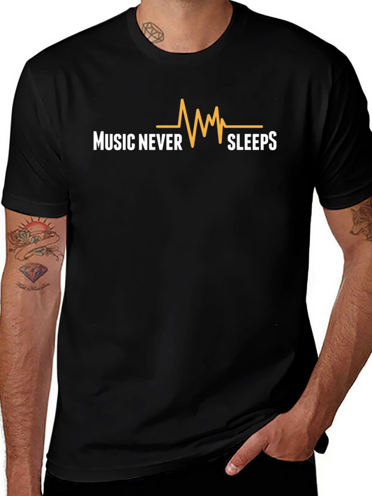 Music Never Sleeps Graphic Tee - Black