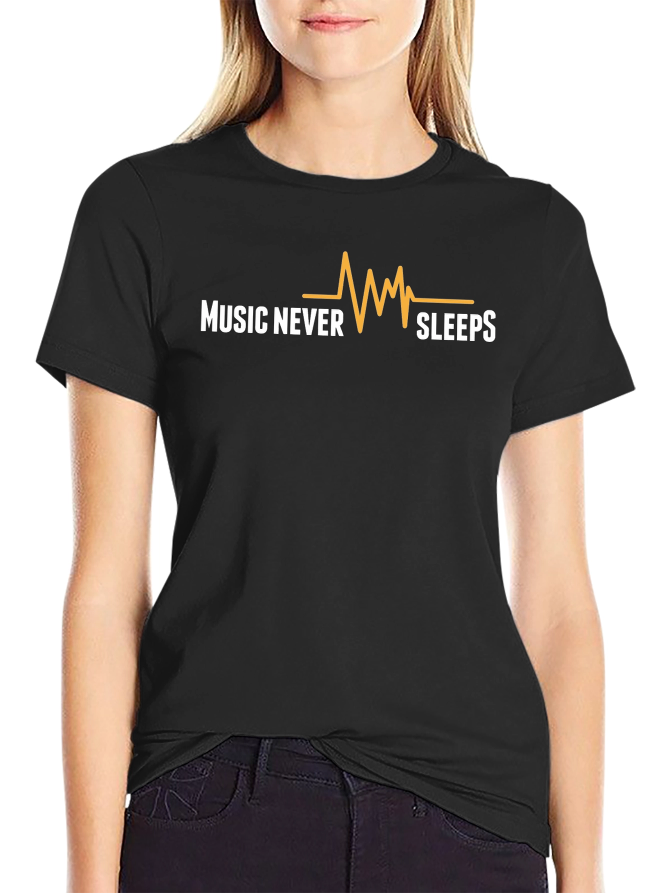 Music Never Sleeps Graphic Tee - Black