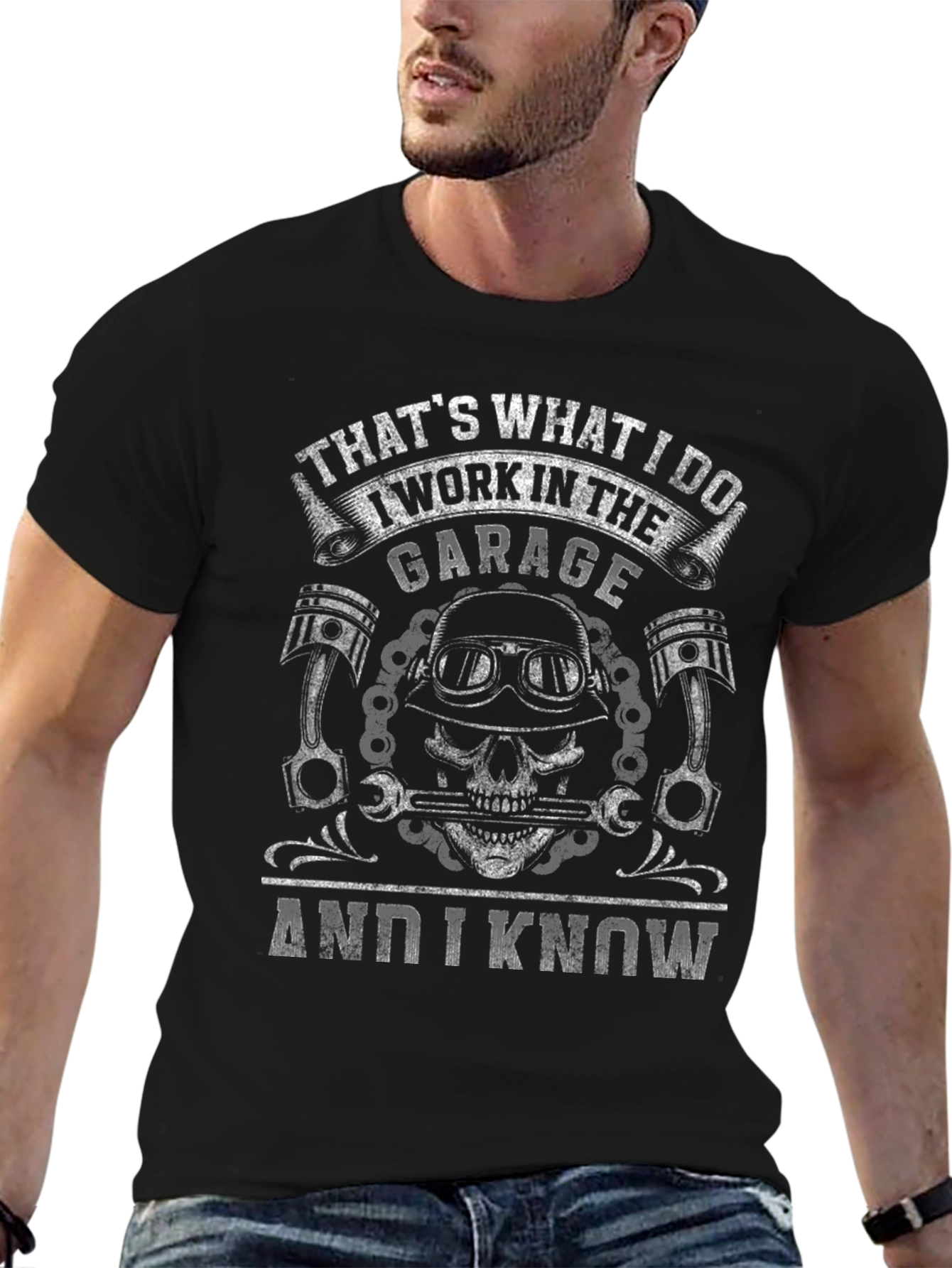 Garage Worker T-Shirt - Skull Design
