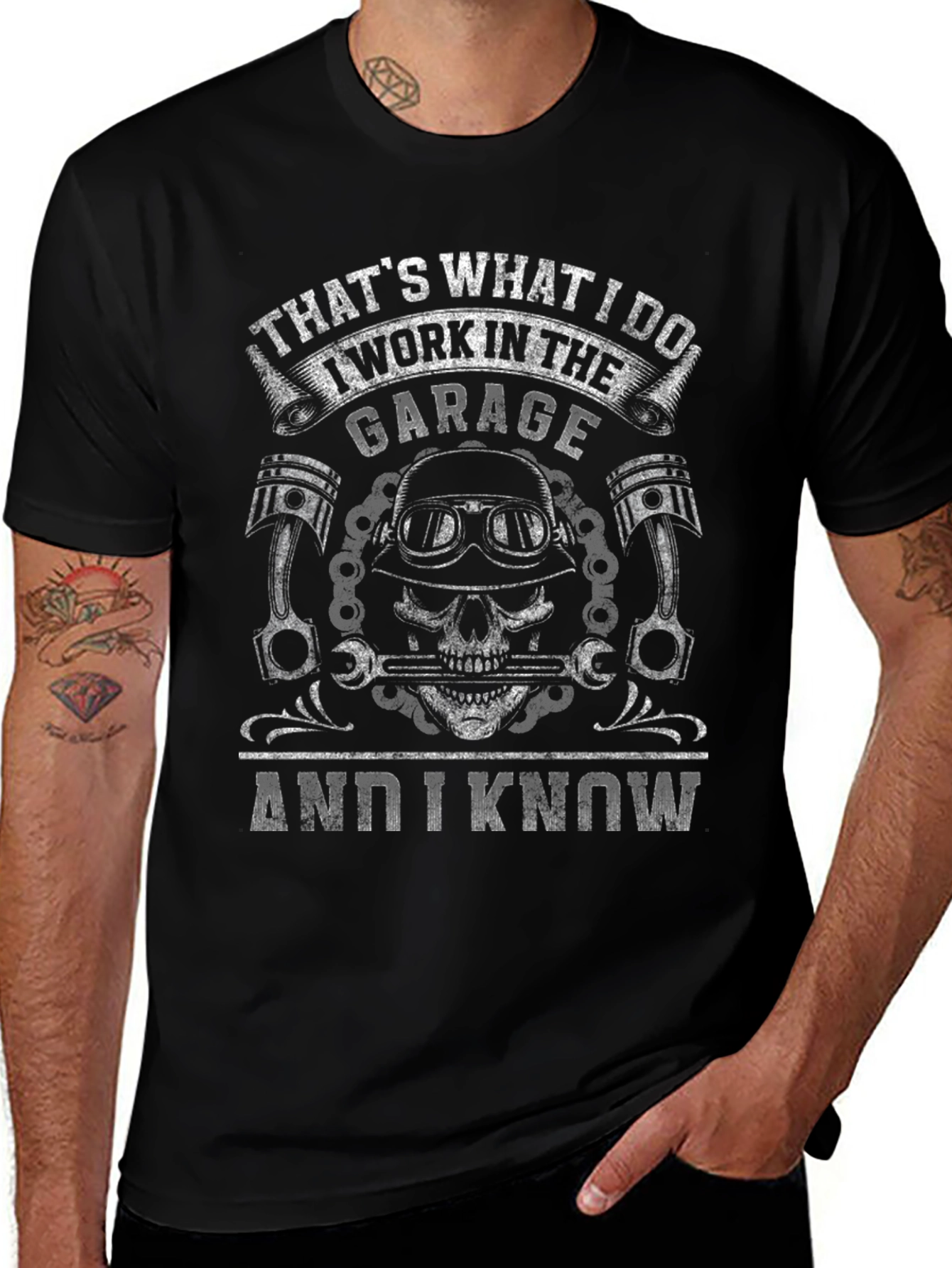 Garage Worker T-Shirt - Skull Design
