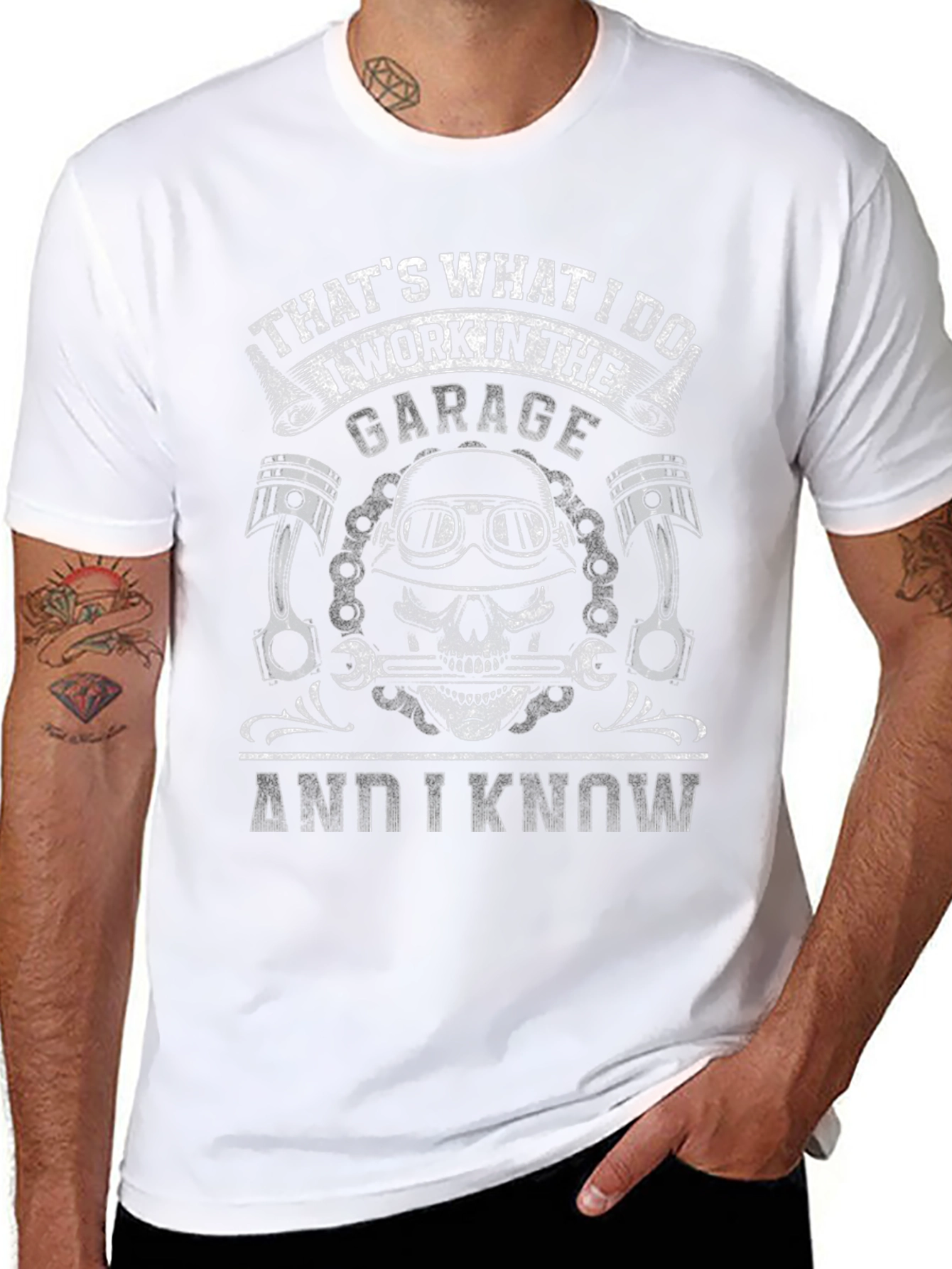 Garage Worker T-Shirt - Skull Design