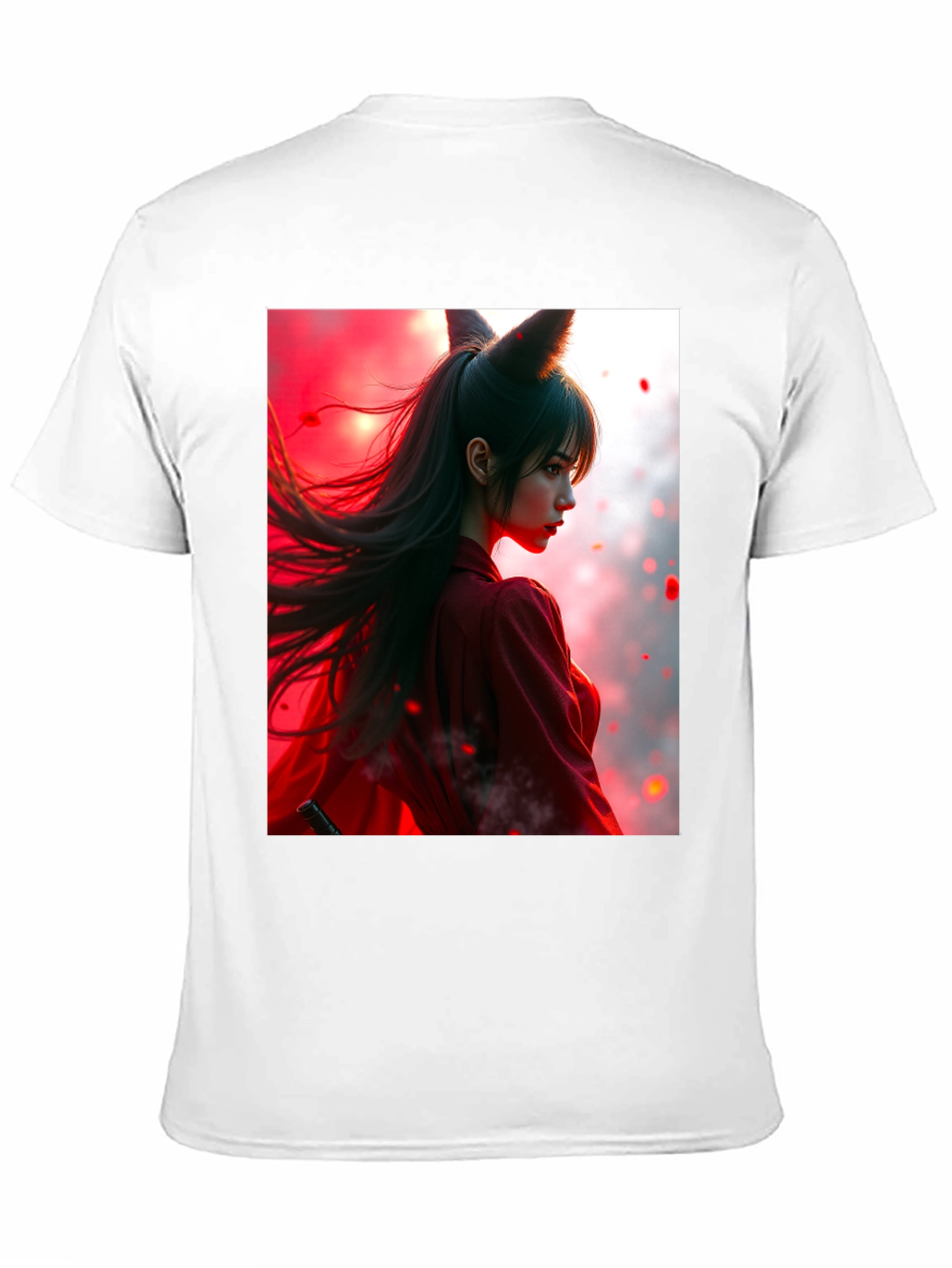 Anime Fox Girl Graphic Black T-Shirt