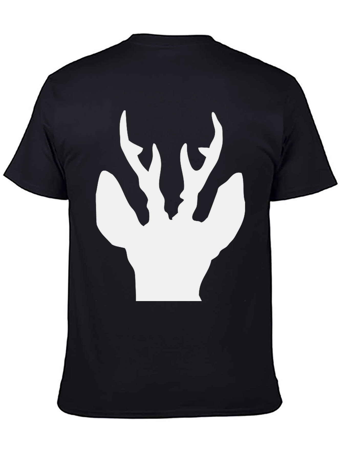 Mens Black T-Shirt with White Deer Silhouette