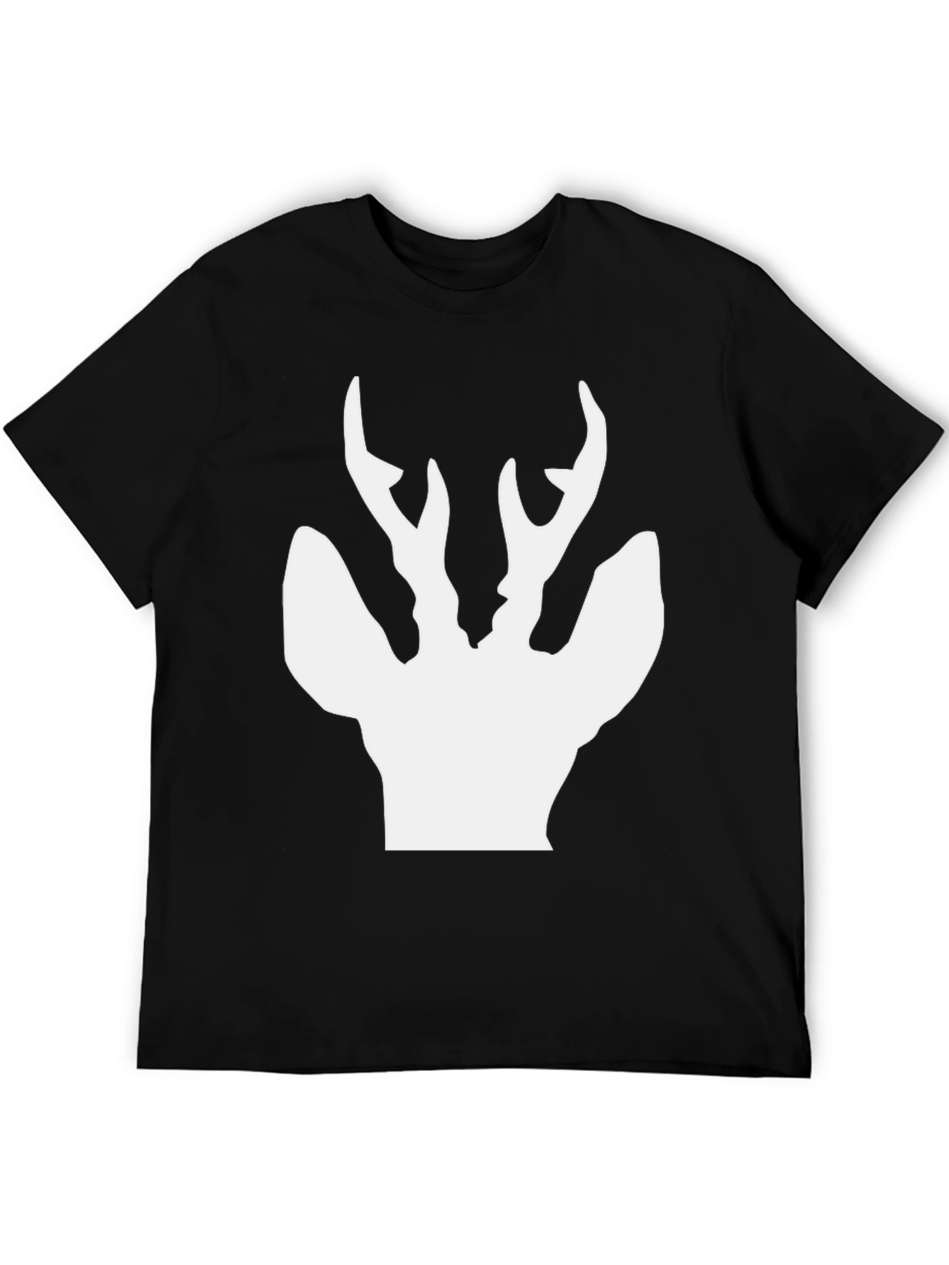 Mens Black T-Shirt with White Deer Silhouette