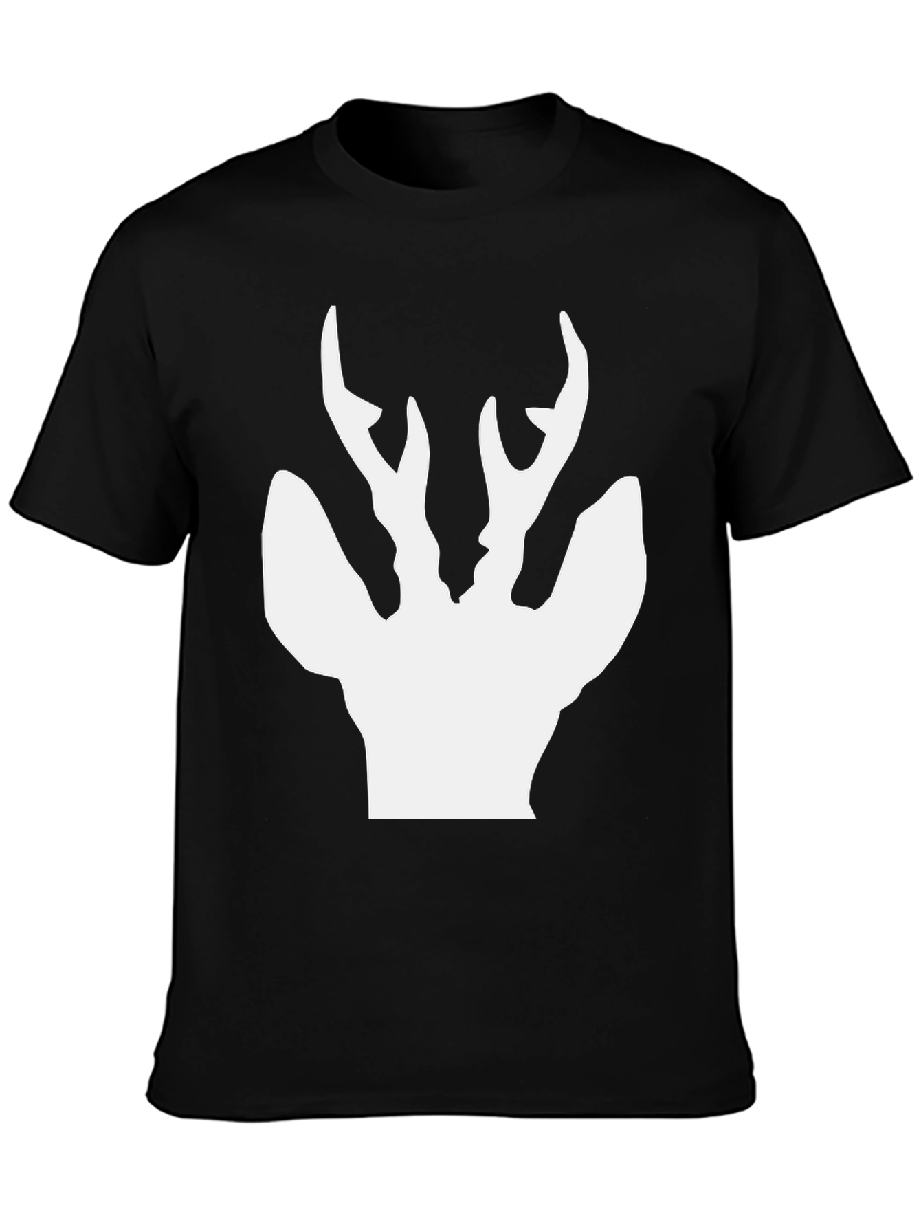 Mens Black T-Shirt with White Deer Silhouette