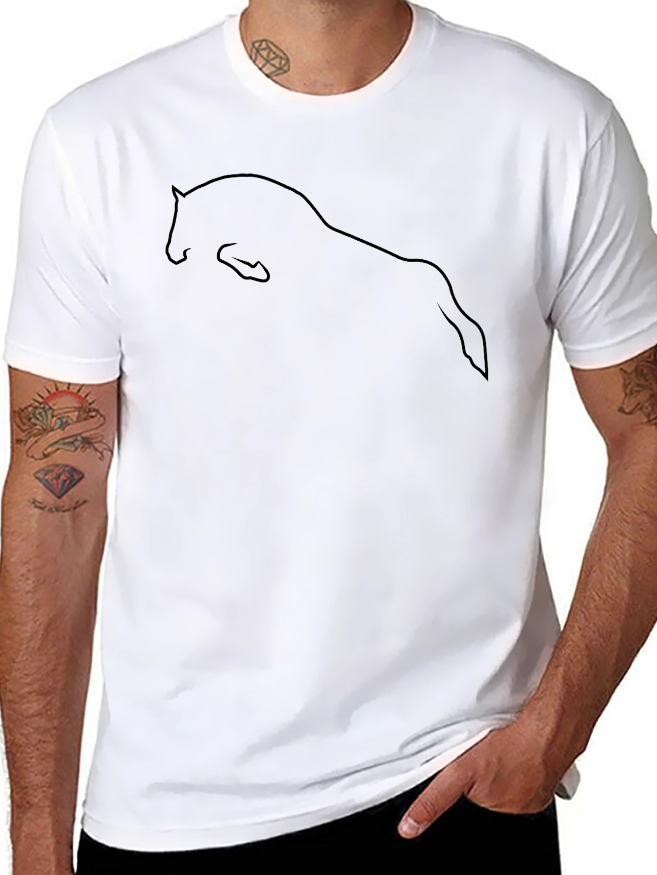 Black Horse Outline Graphic Tee