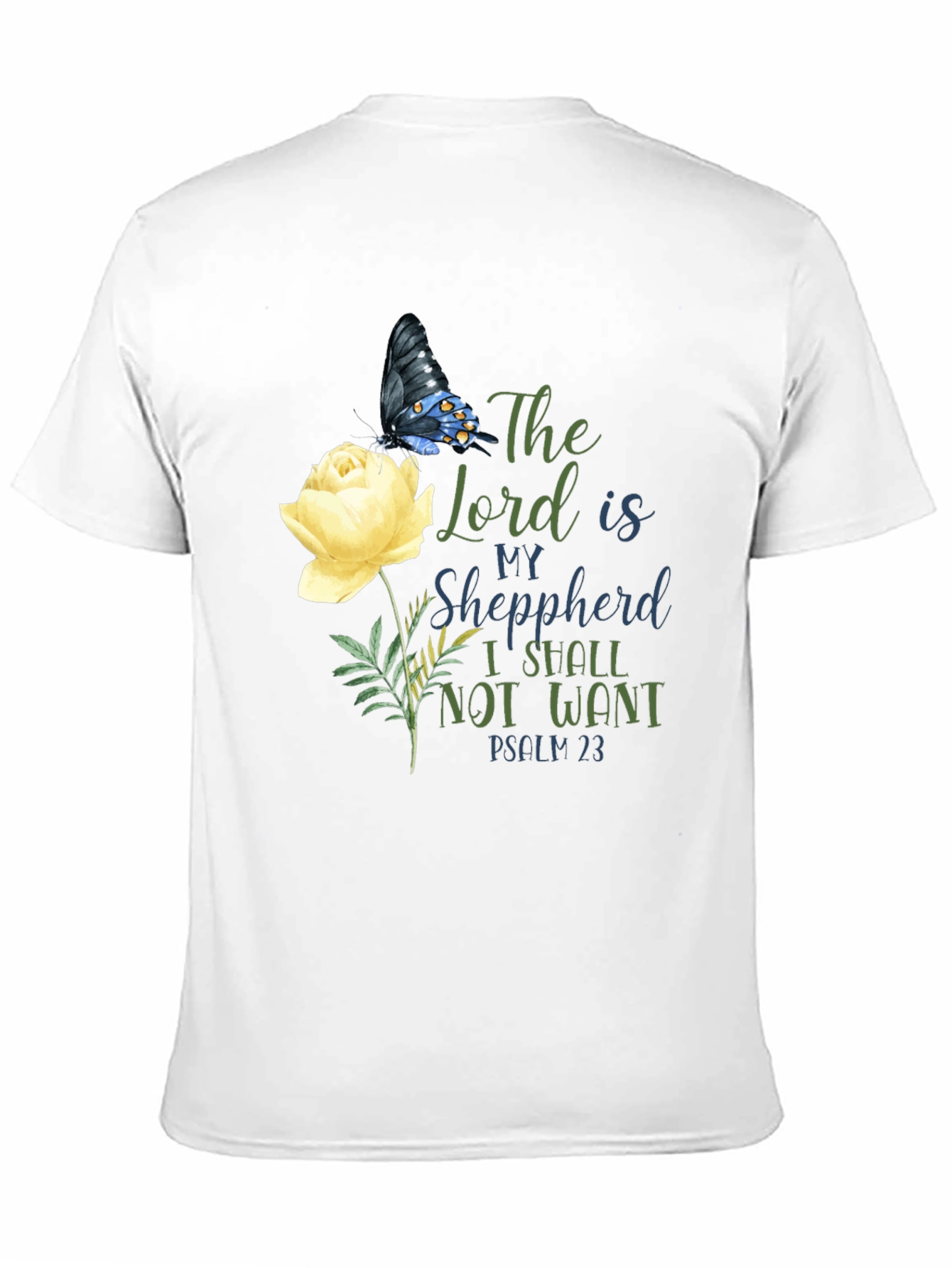Floral Butterfly Psalm 23 T-Shirt