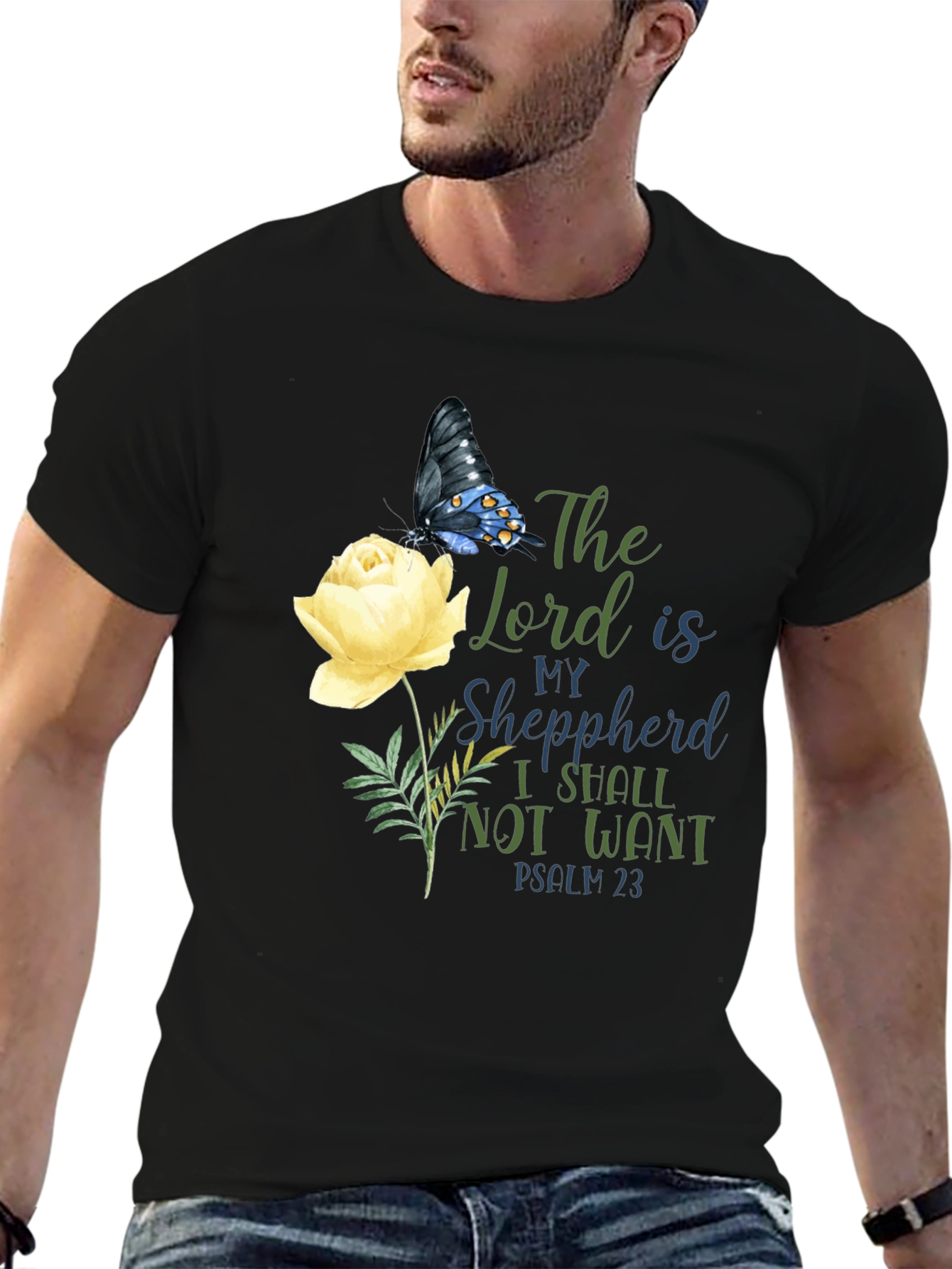 Floral Butterfly Psalm 23 T-Shirt