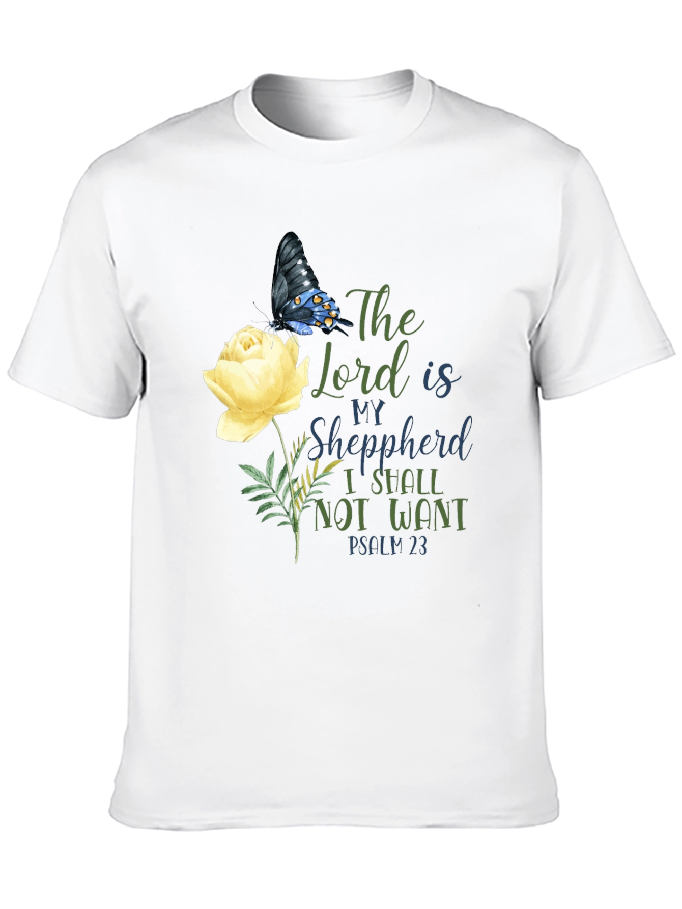 Floral Butterfly Psalm 23 T-Shirt