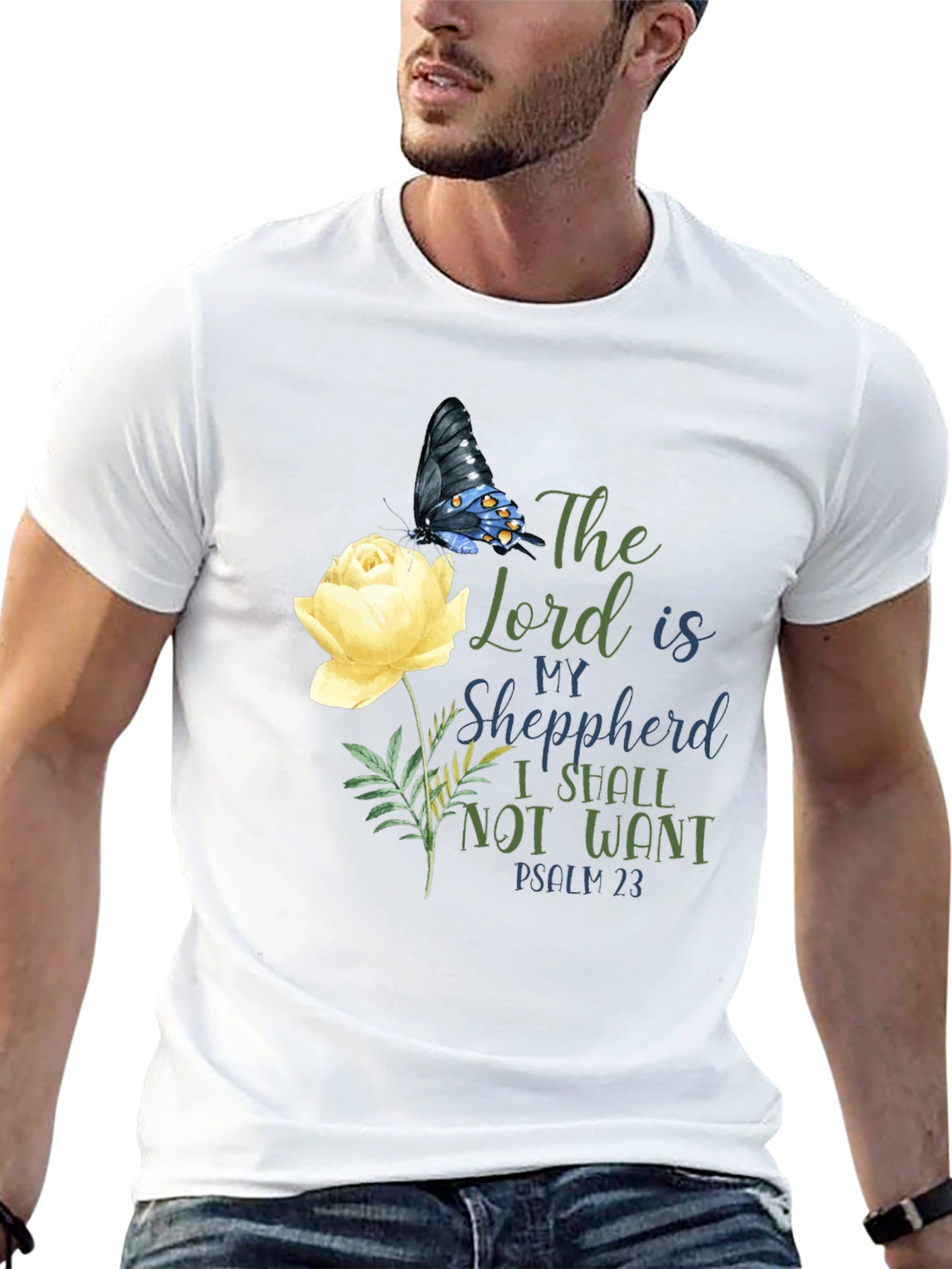 Floral Butterfly Psalm 23 T-Shirt