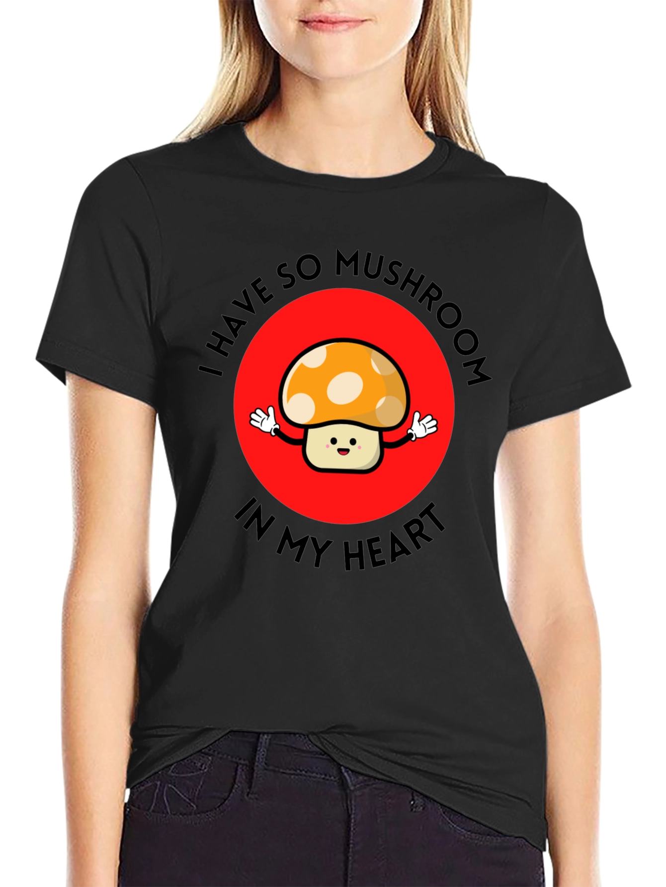 Mushroom Heart Graphic Tee - Cute & Playful T-Shirt
