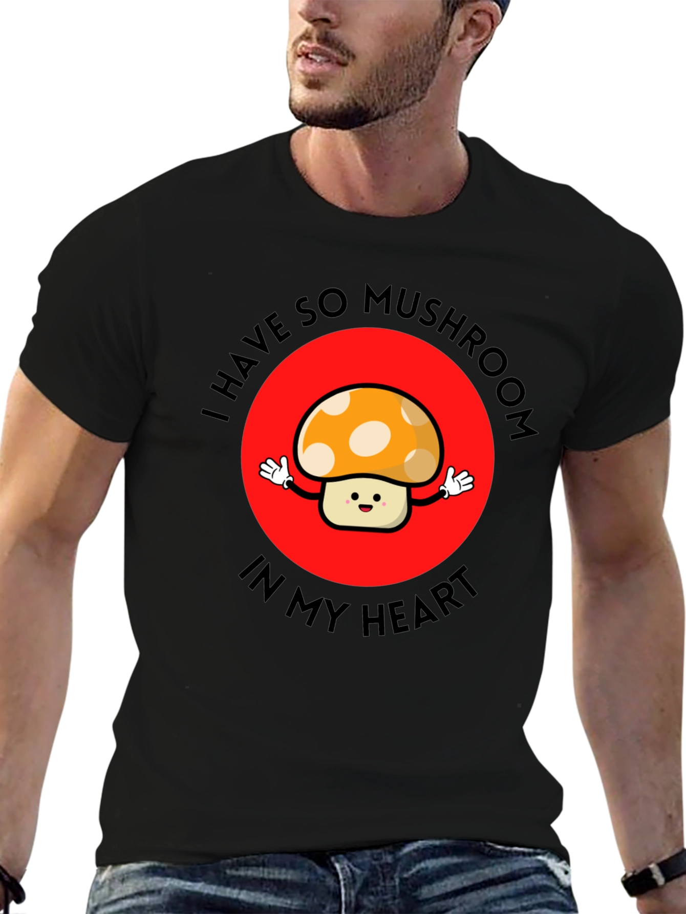 Mushroom Heart Graphic Tee - Cute & Playful T-Shirt