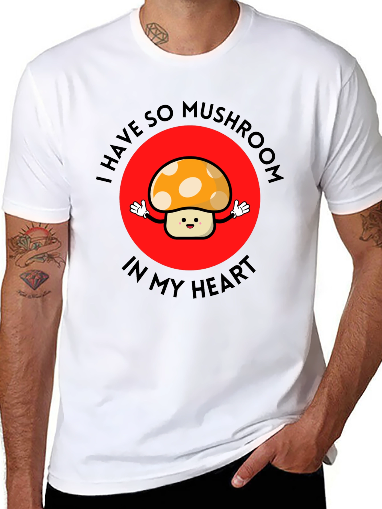Mushroom Heart Graphic Tee - Cute & Playful T-Shirt