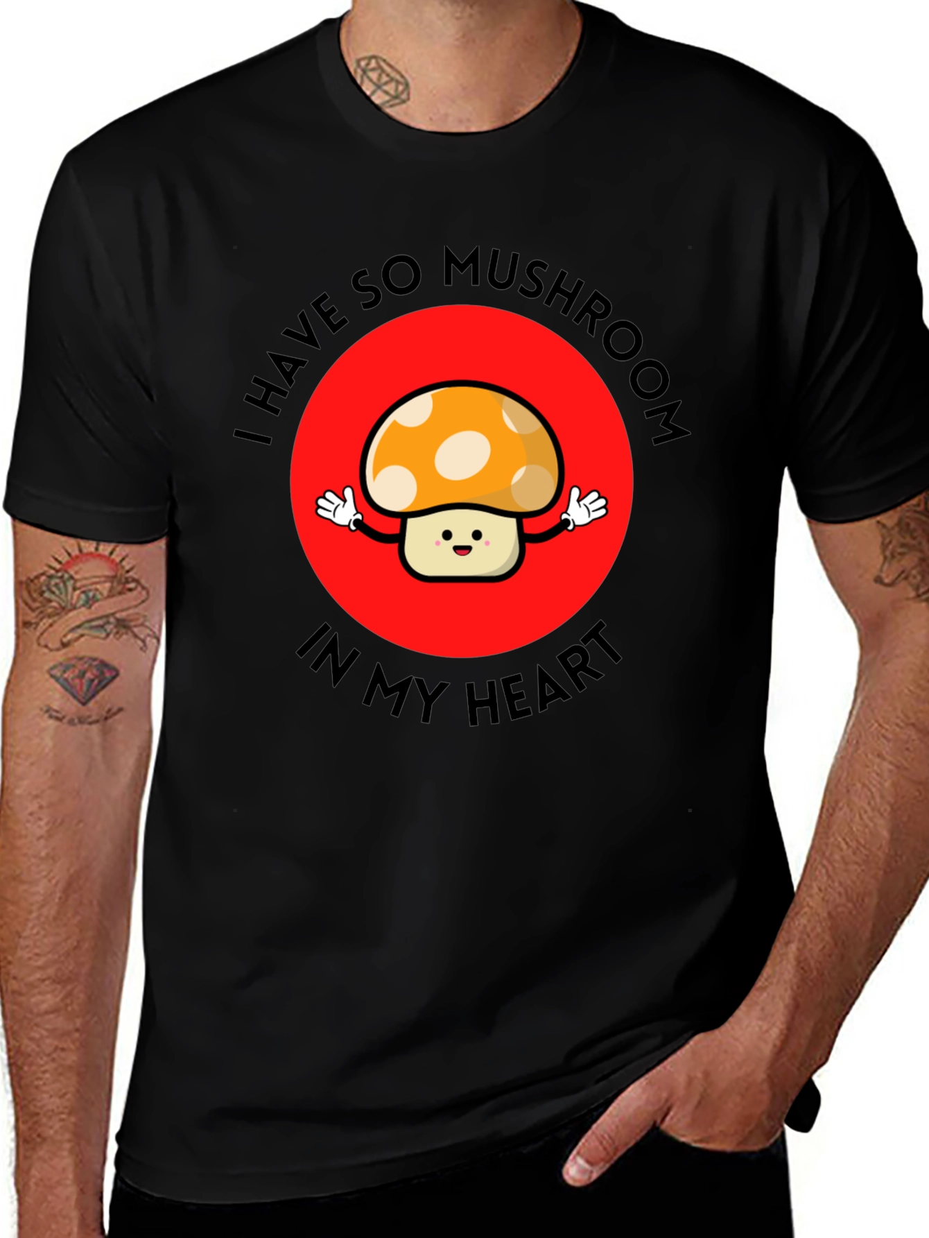 Mushroom Heart Graphic Tee - Cute & Playful T-Shirt