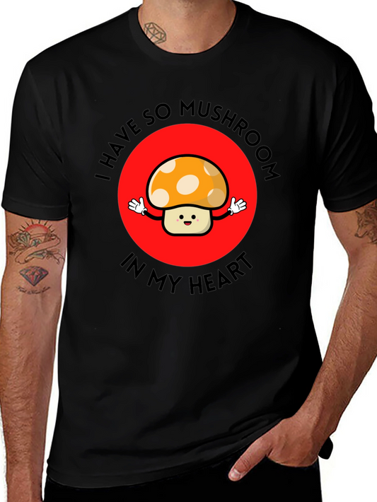 Mushroom Heart Graphic Tee - Cute & Playful T-Shirt