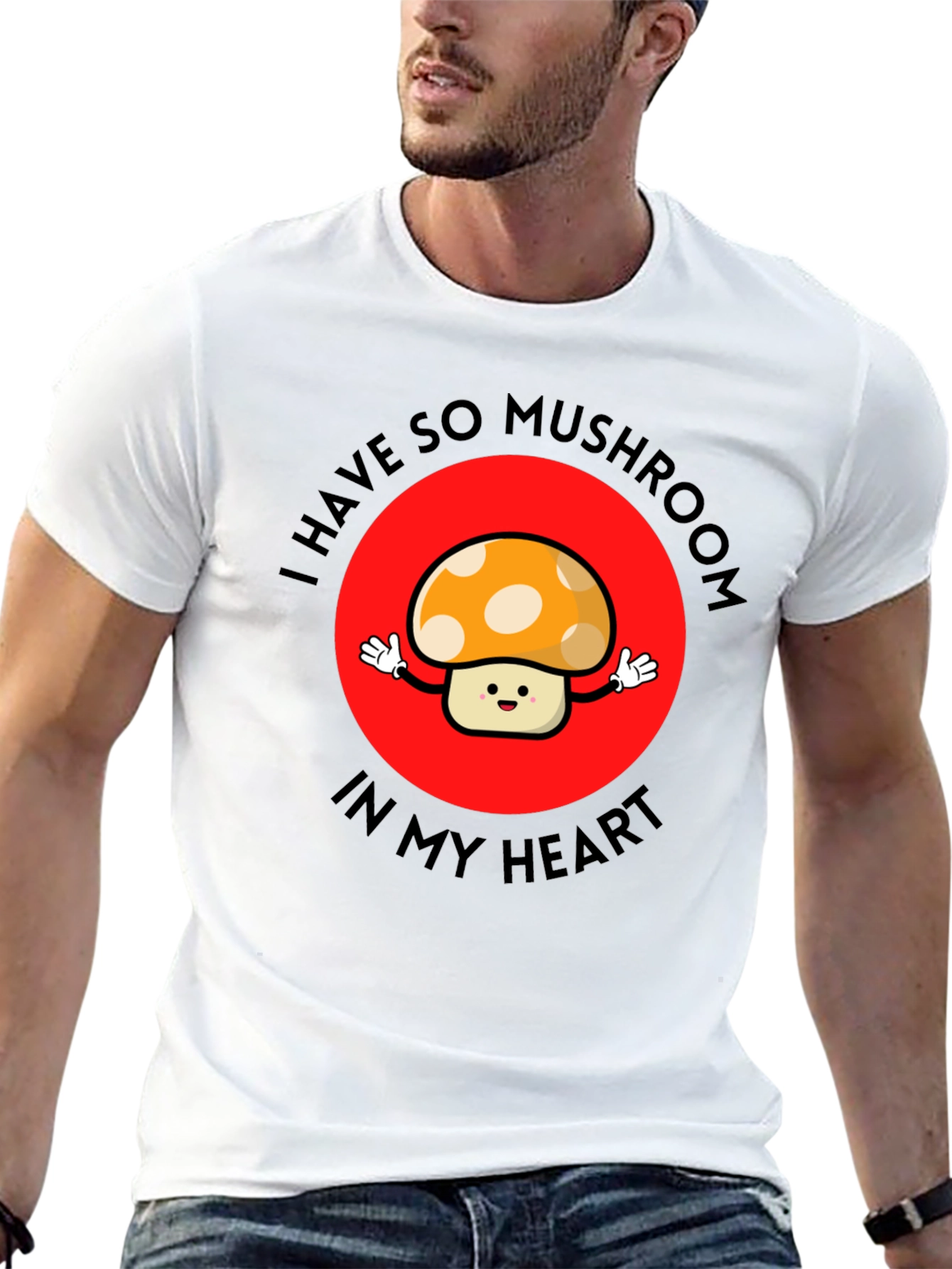 Mushroom Heart Graphic Tee - Cute & Playful T-Shirt