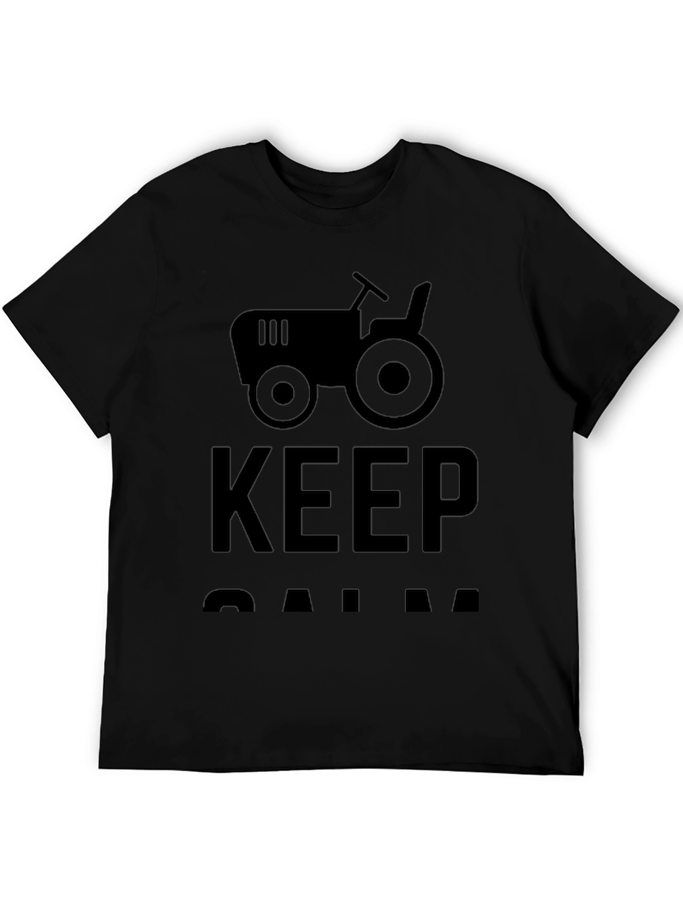 Keep Calm Tractor T-Shirt - Black