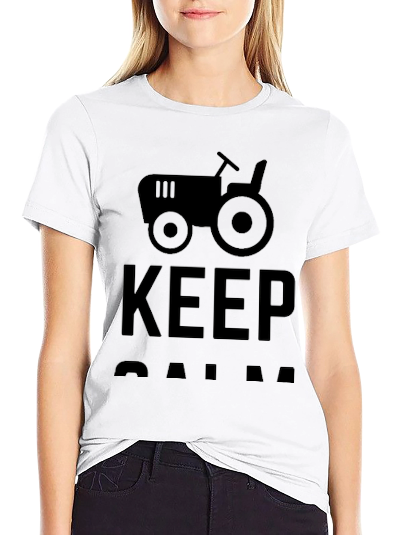 Keep Calm Tractor T-Shirt - Black