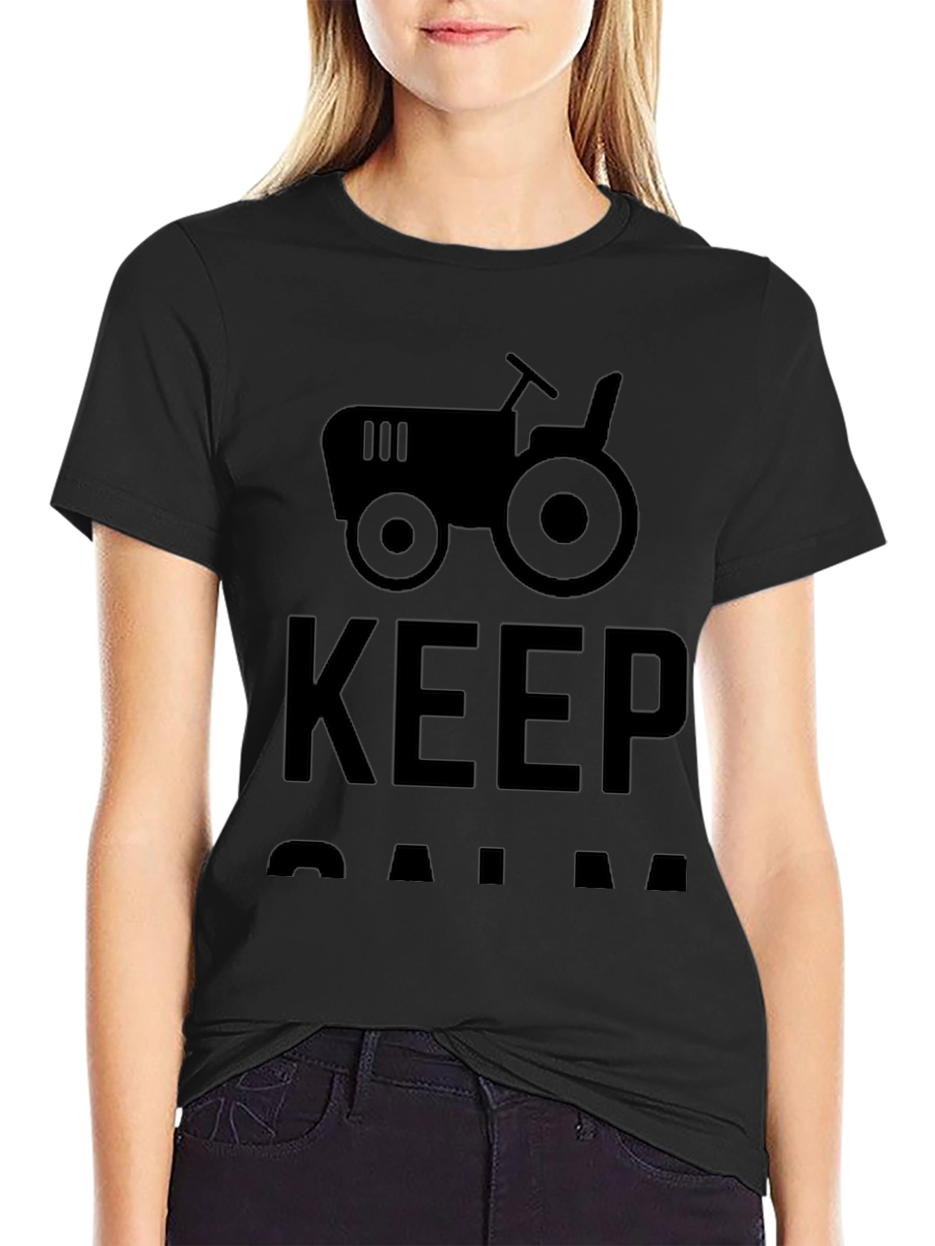 Keep Calm Tractor T-Shirt - Black