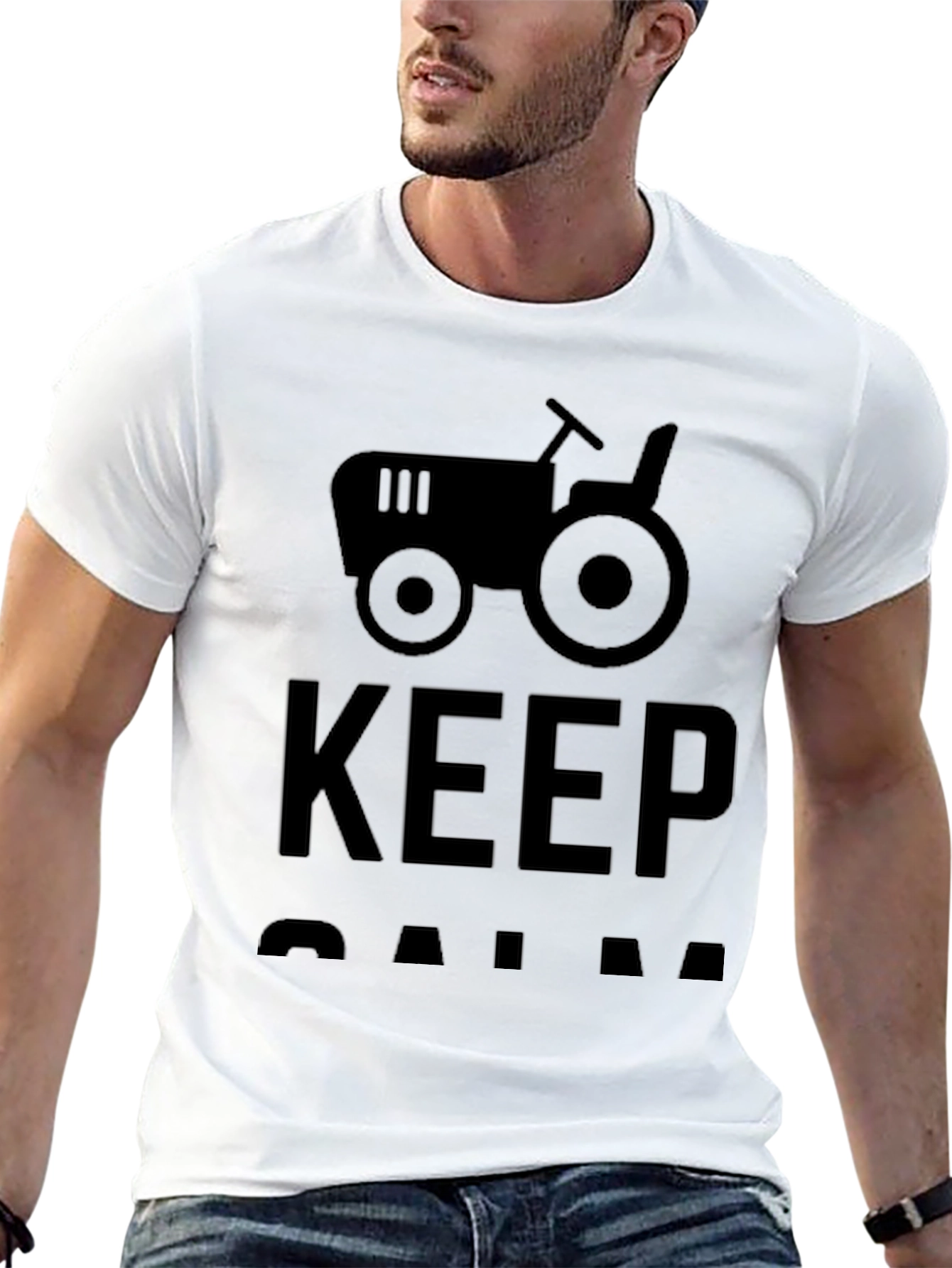 Keep Calm Tractor T-Shirt - Black