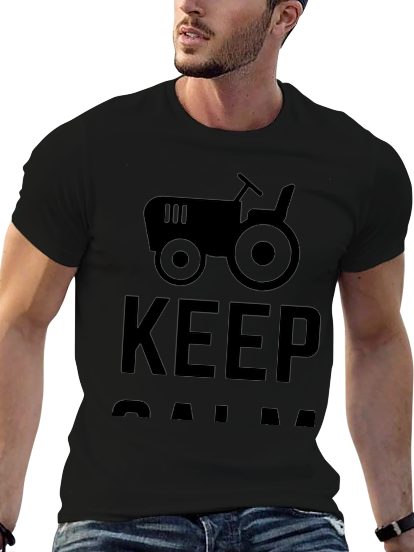 Keep Calm Tractor T-Shirt - Black